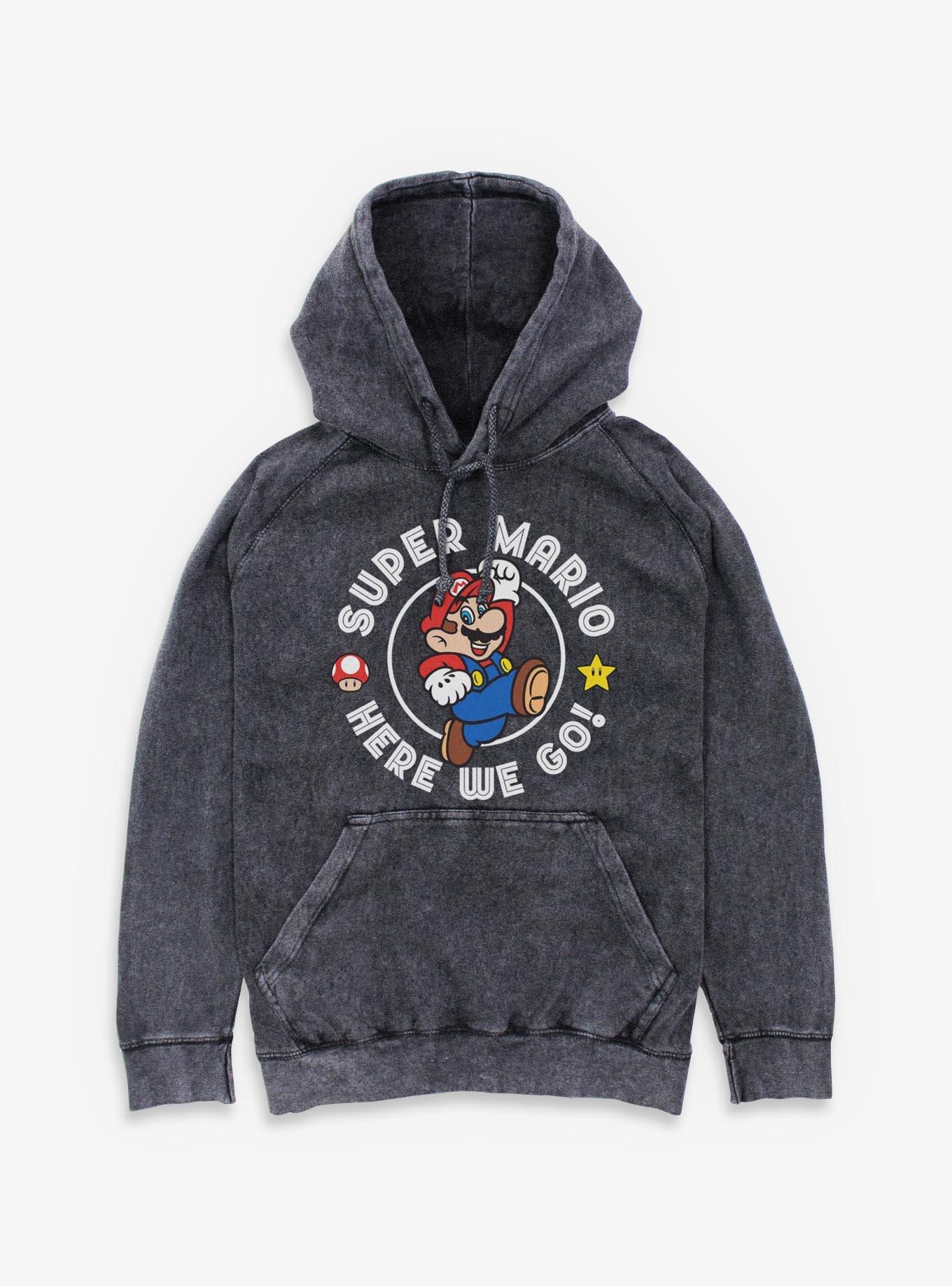 Nintendo Super Mario Here We Go Mineral Wash Hoodie, , hi-res