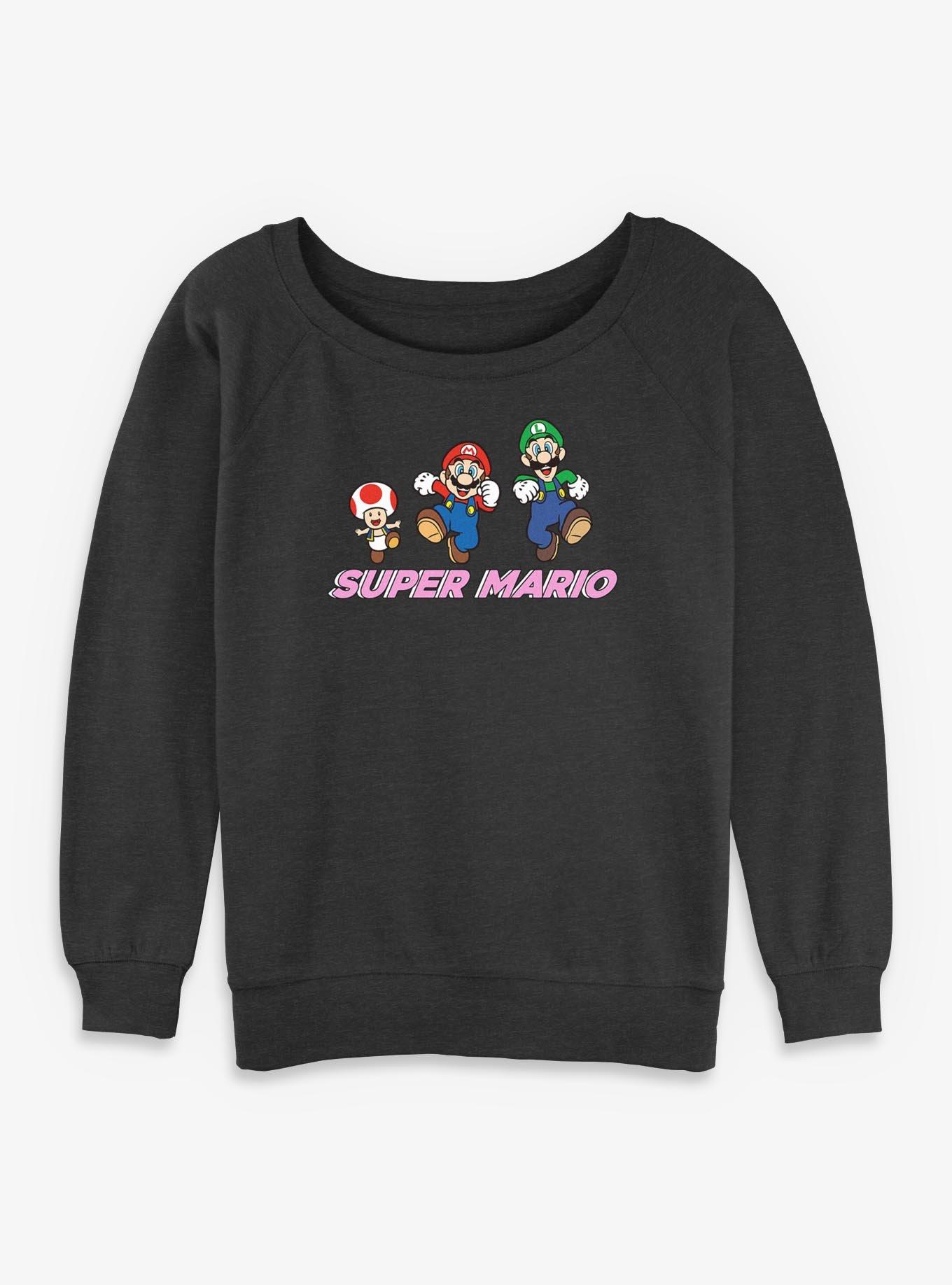 Nintendo Super Mario Group Walk Girls Slouchy Sweatshirt