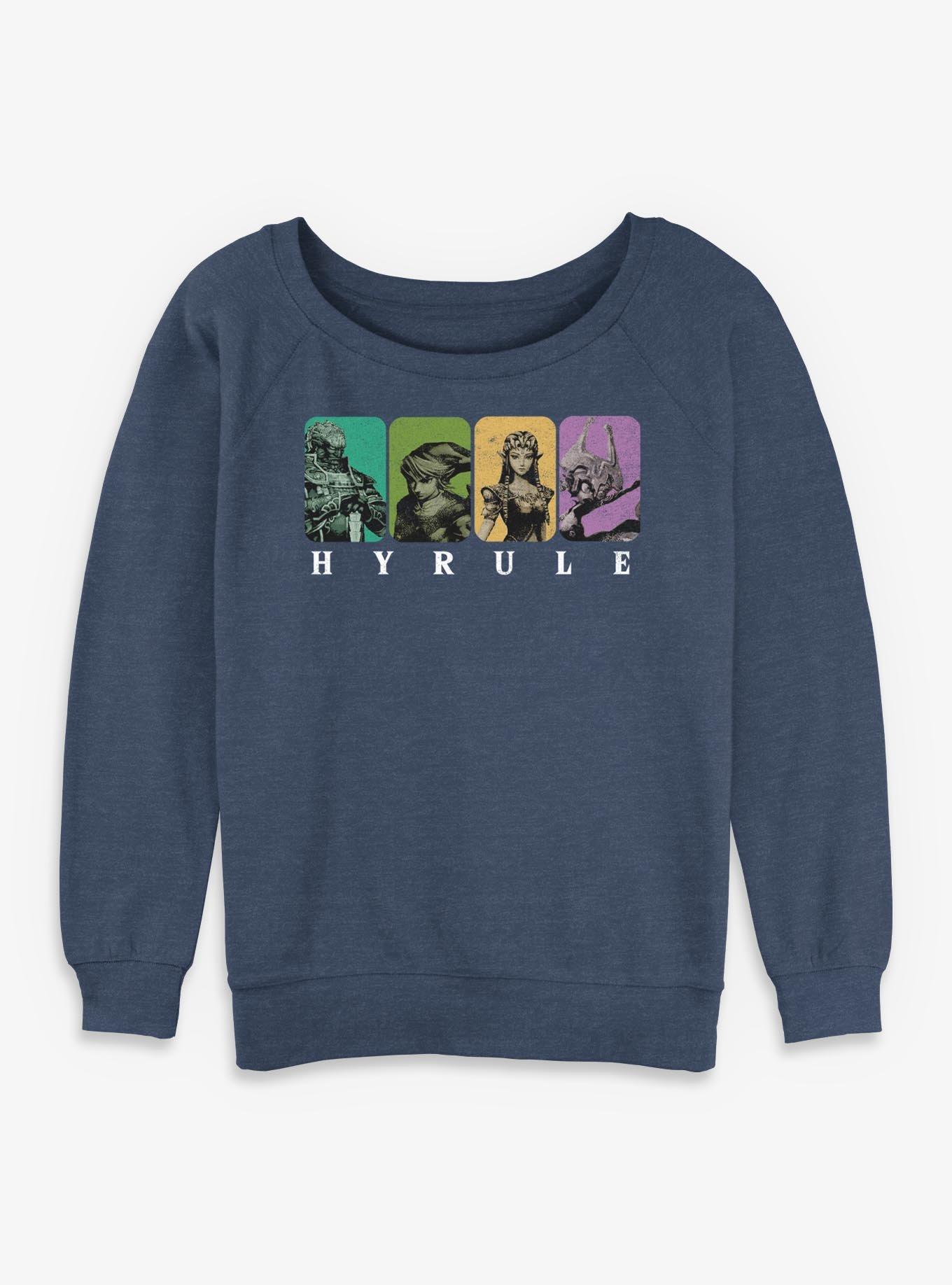 Nintendo Hyrule Character Panels Girls Slouchy Sweatshirt
