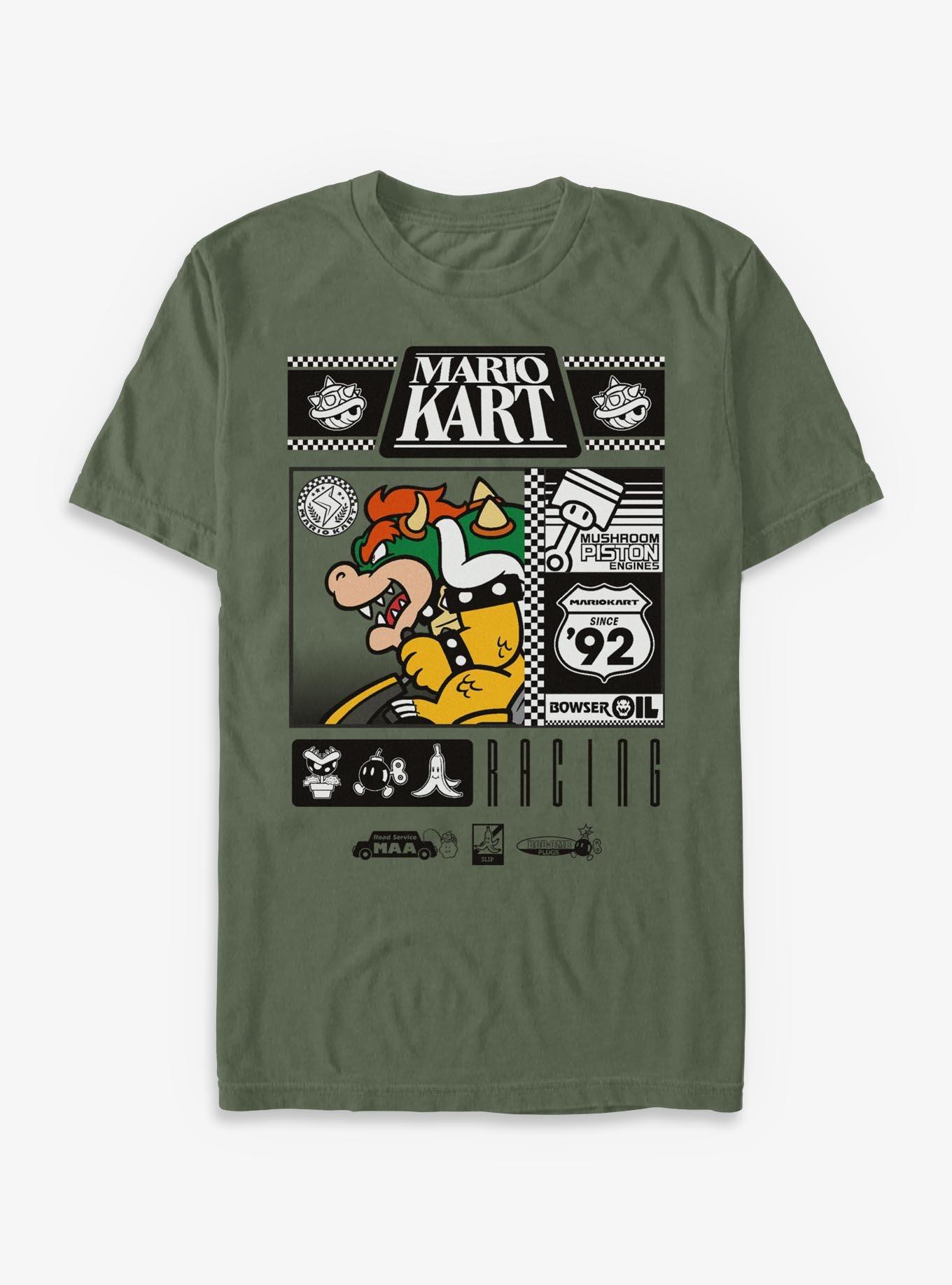 COMFORTCOLORS Nintendo Bowser Oil Racing Garment Dye T-Shirt
