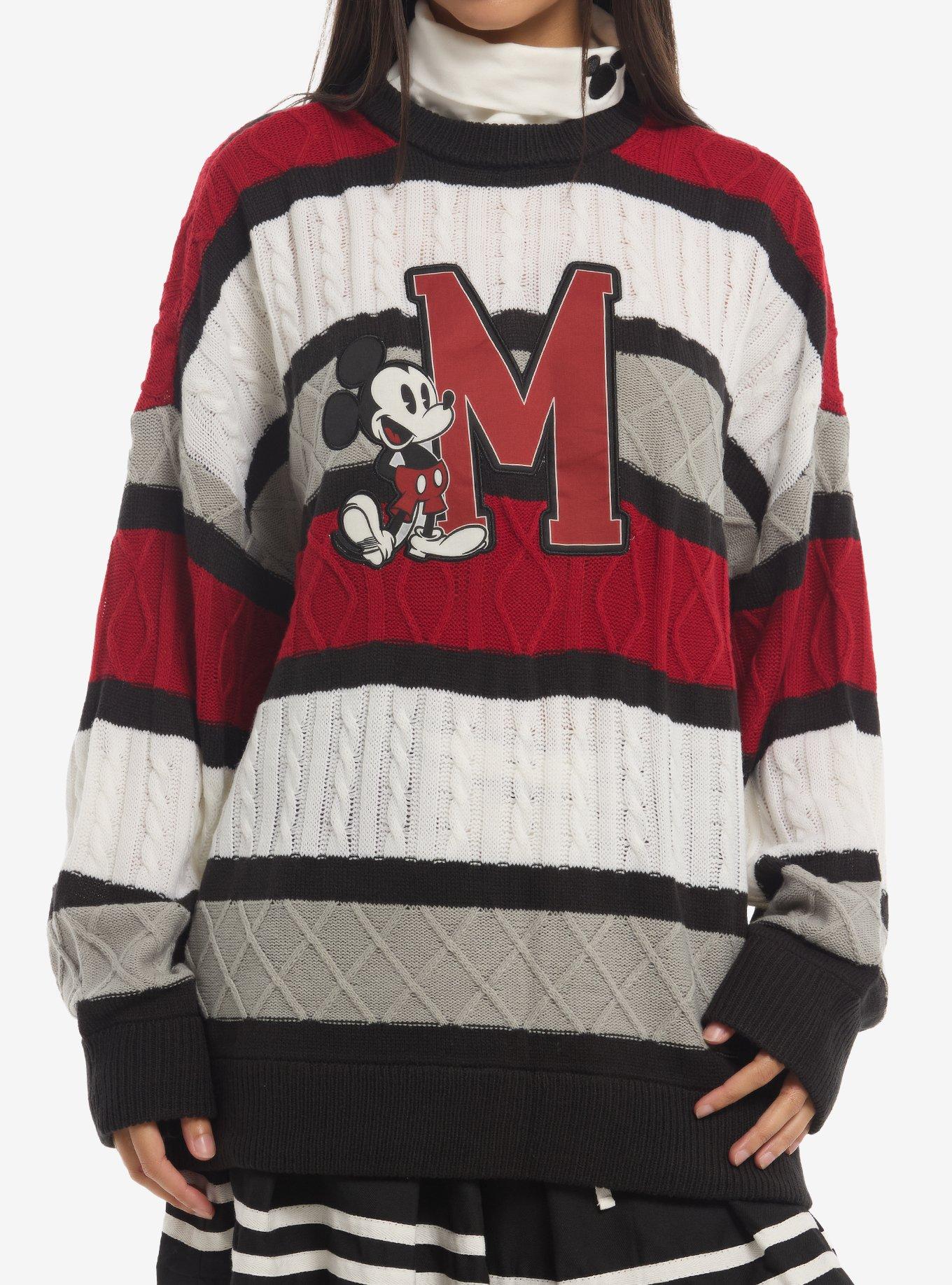 Disney Mickey Mouse Stripe Mock Neck Girls Sweater, , hi-res
