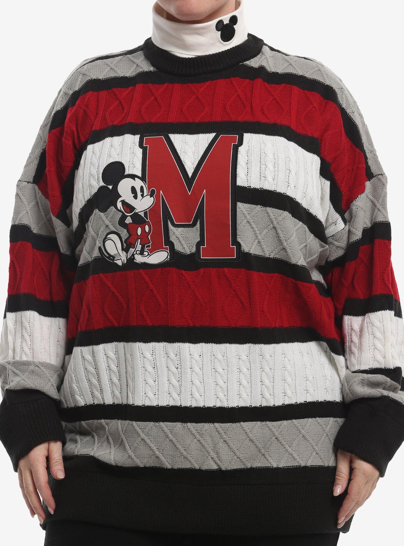 Disney Mickey Mouse Stripe Mock Neck Girls Sweater Plus Size, , hi-res