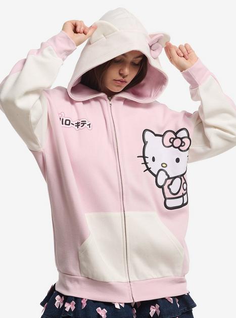 Hello Kitty Ears Color-Block Girls Oversized Hoodie | Hot Topic