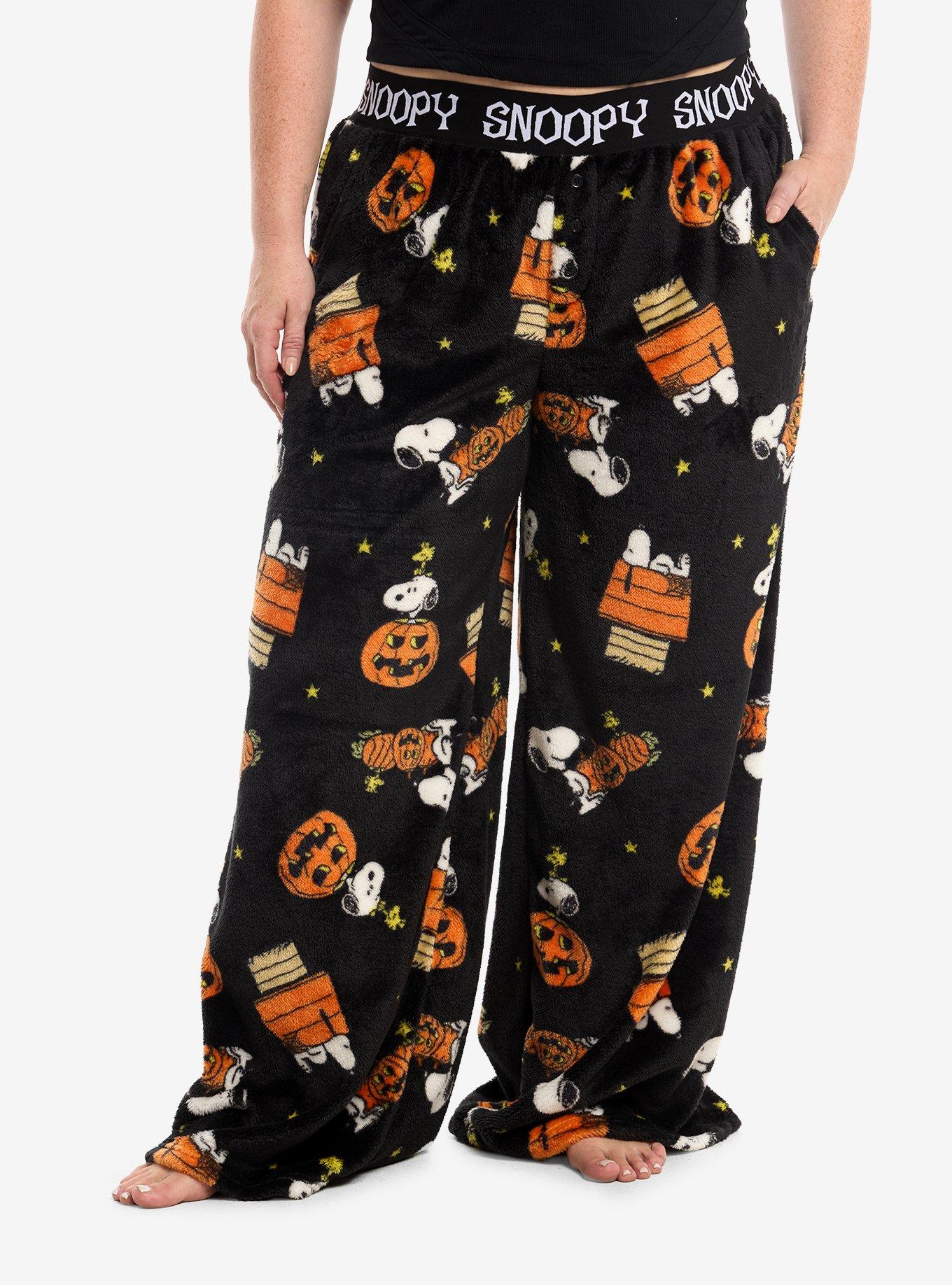 Peanuts Snoopy Halloween Fuzzy Pajama Pants Plus Size, , hi-res