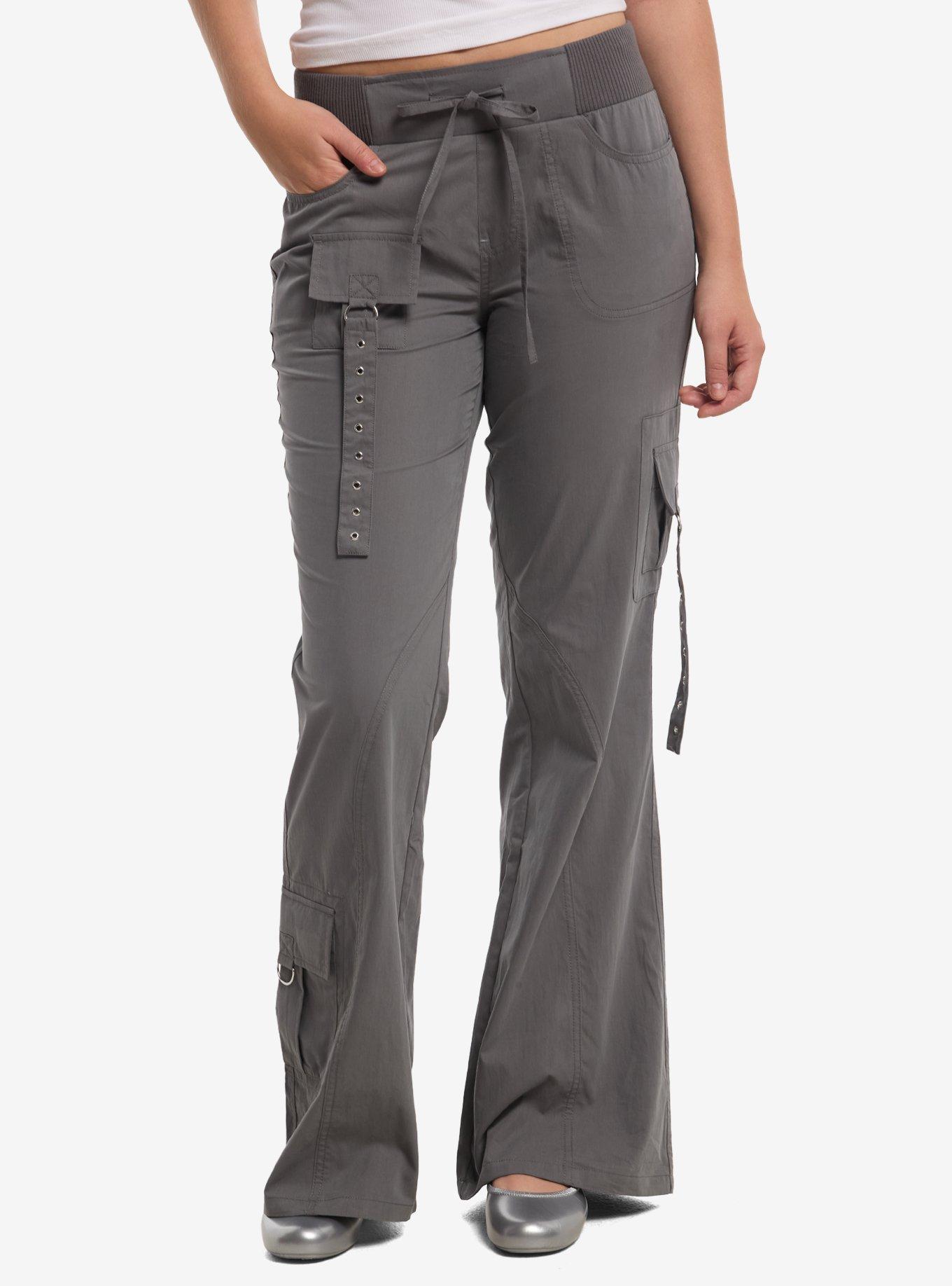 Thorn & Fable Grey Grommet Cargo Flare Pants, , hi-res