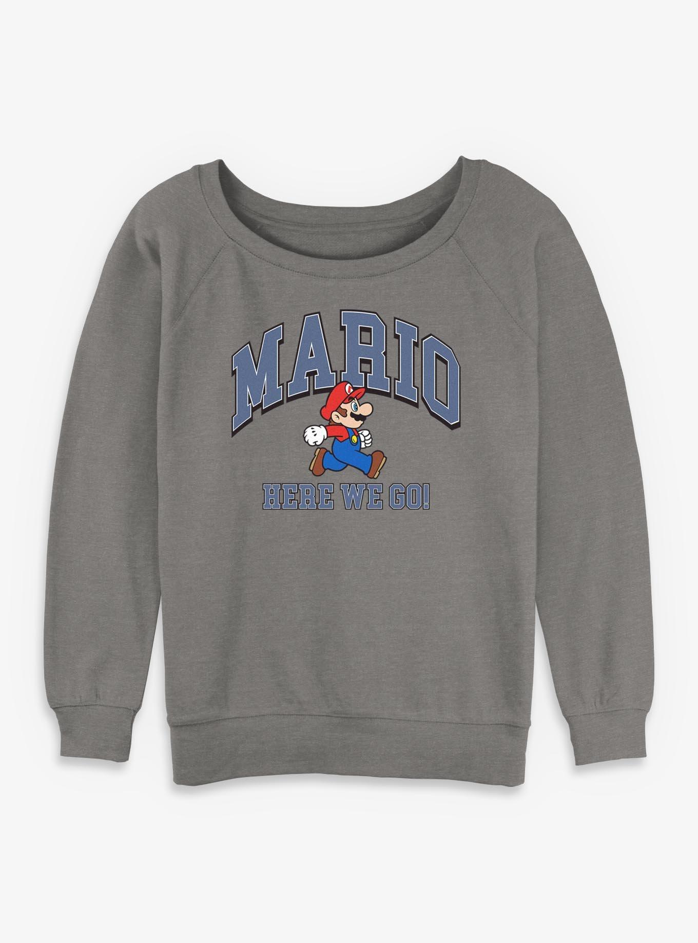 Nintendo Mario Here We Go Girls Slouchy Sweatshirt, , hi-res