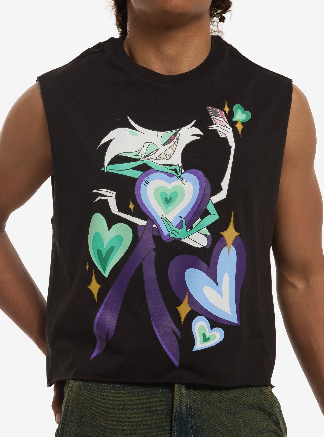 Hazbin Hotel Angel Dust Pride Heart Muscle Tank Top, , hi-res