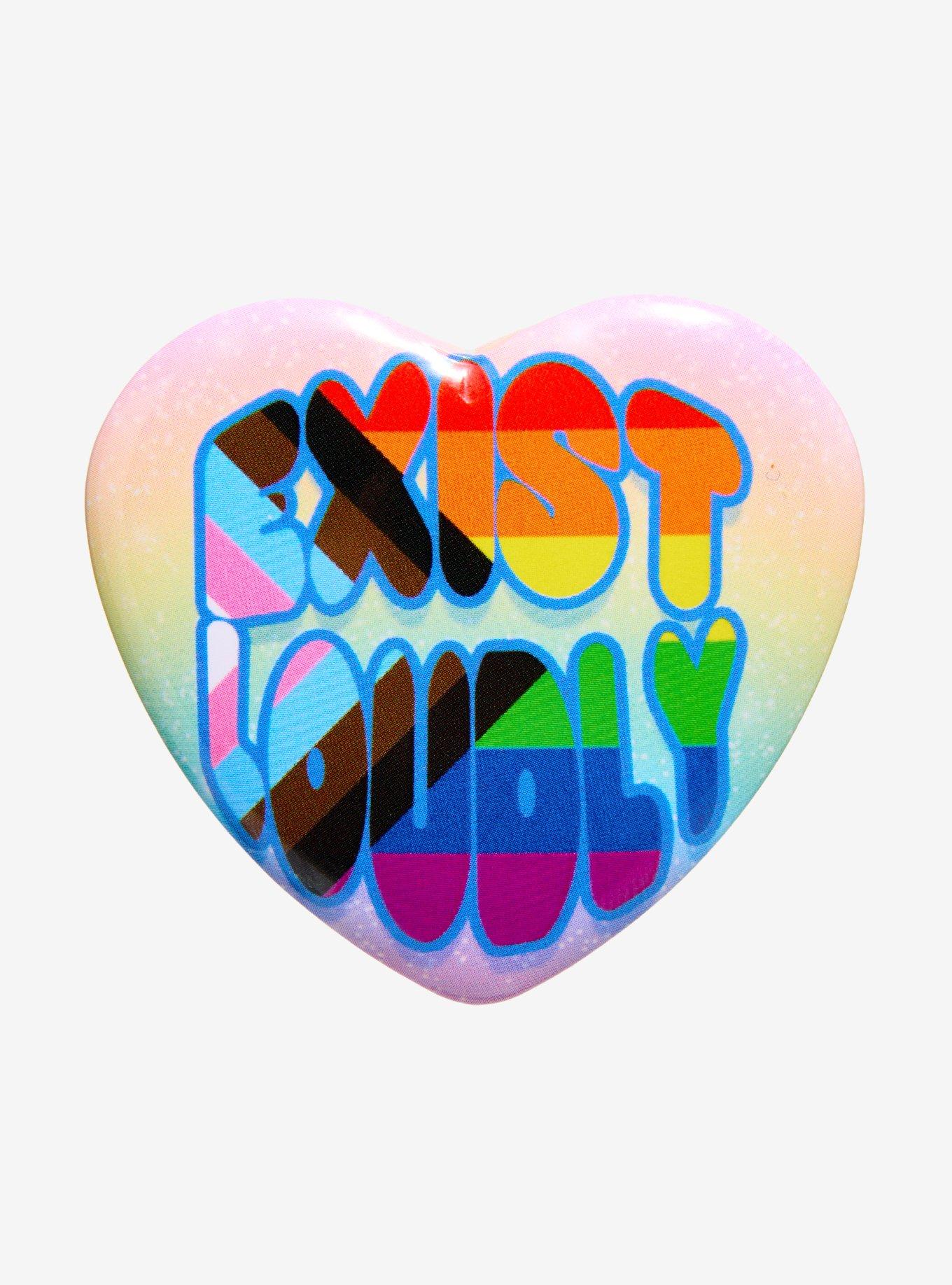 Exist Loudly Pride Heart Button, , hi-res