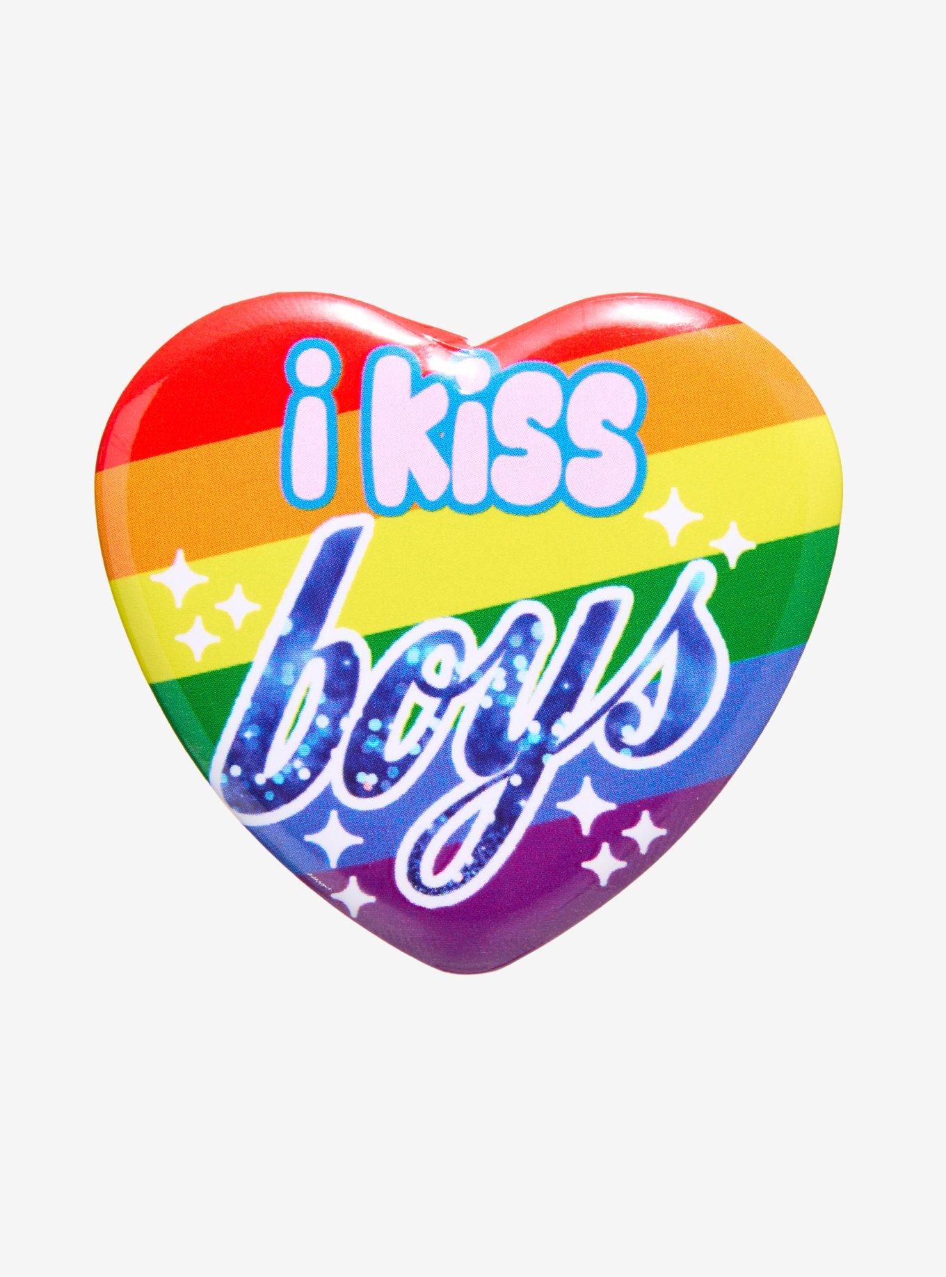 I Kiss Boys Heart Button, , hi-res