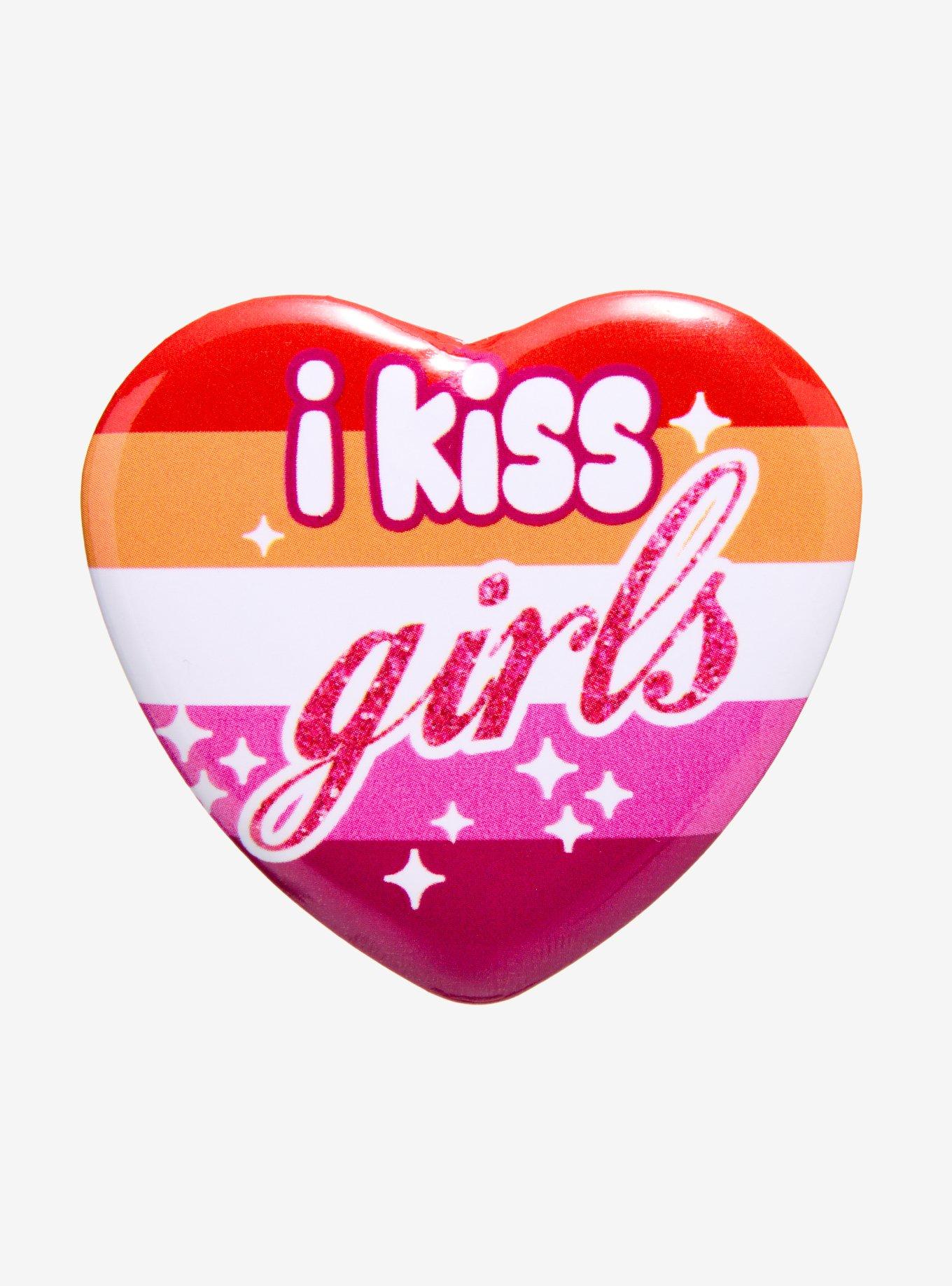 I Kiss Girls Heart Button, , hi-res