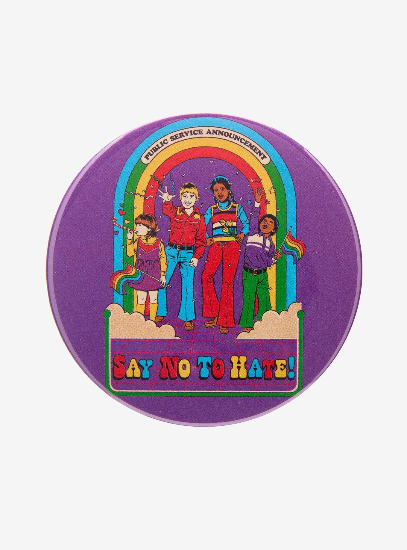 PSA No To Hate 3 Inch Button By Steven Rhodes, , hi-res