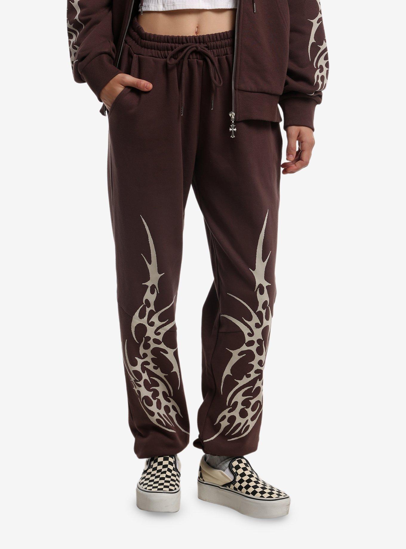 HOTTOPIC Social Collision Brown Cyber Sigil Girls Jogger Sweatpants