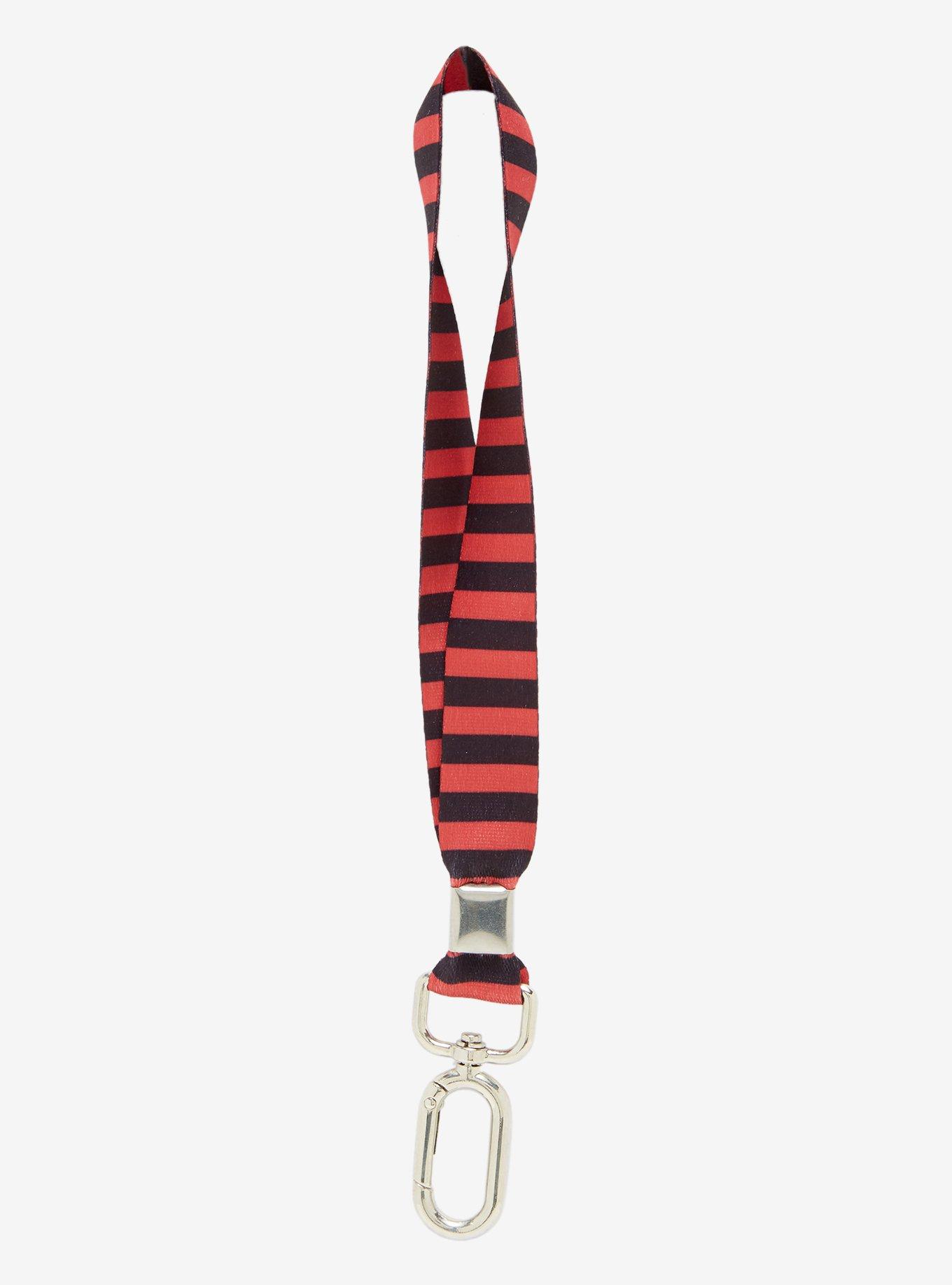 Black & Red Stripe Wrist Lanyard, , hi-res