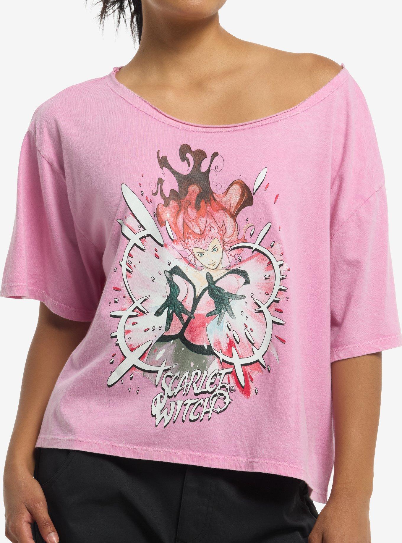 Marvel Scarlet Witch Girls Off-Shoulder T-Shirt By Peach Momoko, , hi-res