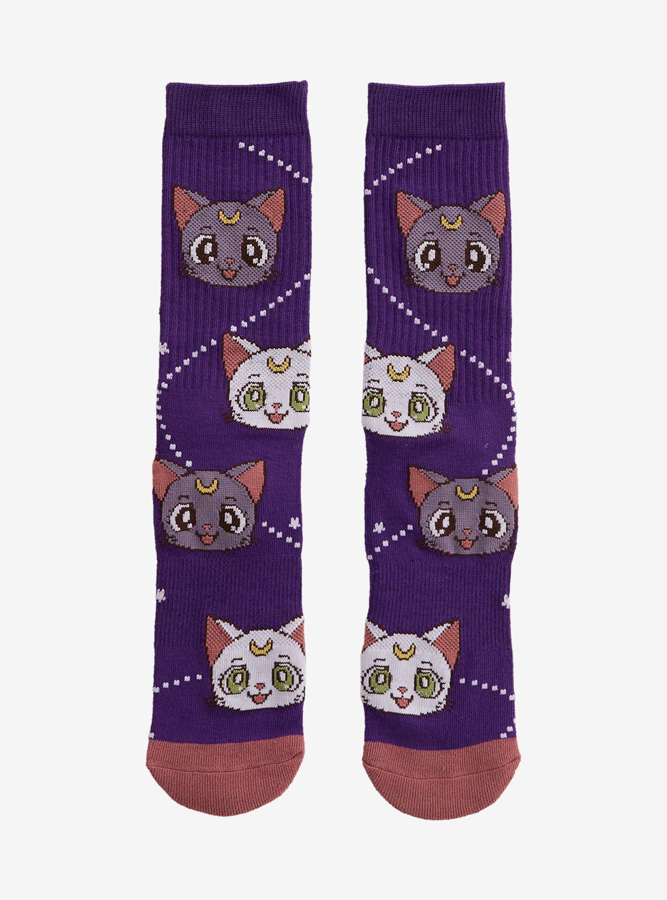 Sailor Moon Artemis & Luna Crew Socks &mdash; BoxLunch Exclusive, , hi-res