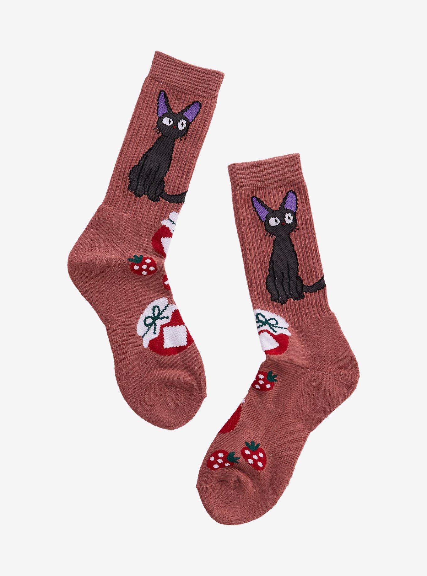Studio Ghibli&reg; Kiki's Delivery Service Jiji & Strawberry Jam Crew Socks - BoxLunch Exclusive, , hi-res