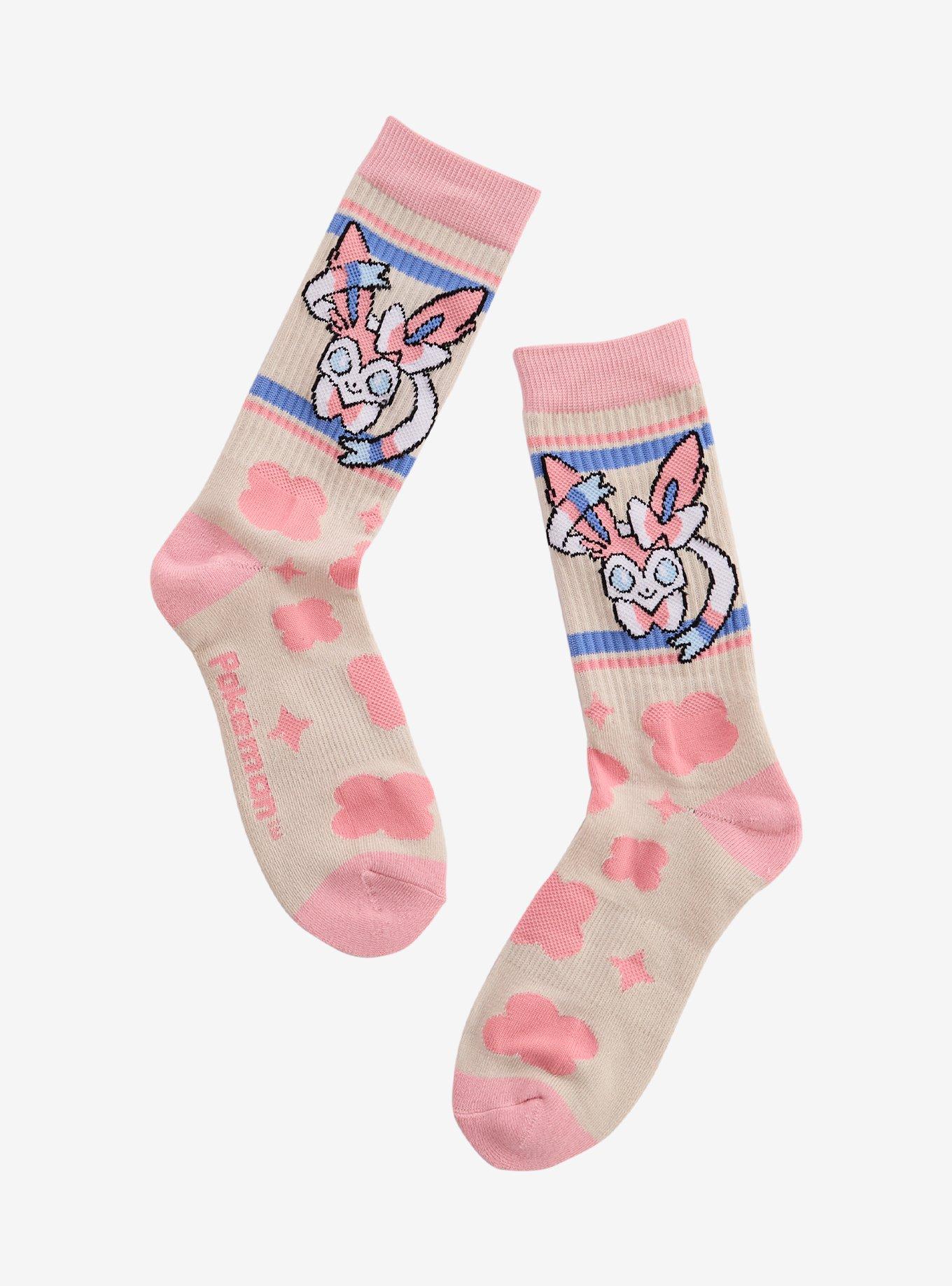 Pok&eacute;mon Sylveon Pink Crew Socks &mdash; BoxLunch Exclusive, , hi-res