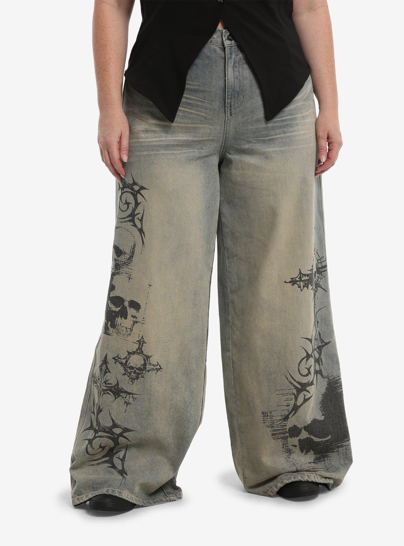 SOCIALCOLLISION Social Collision Light Indigo Skull Sigil Jeans Plus Size