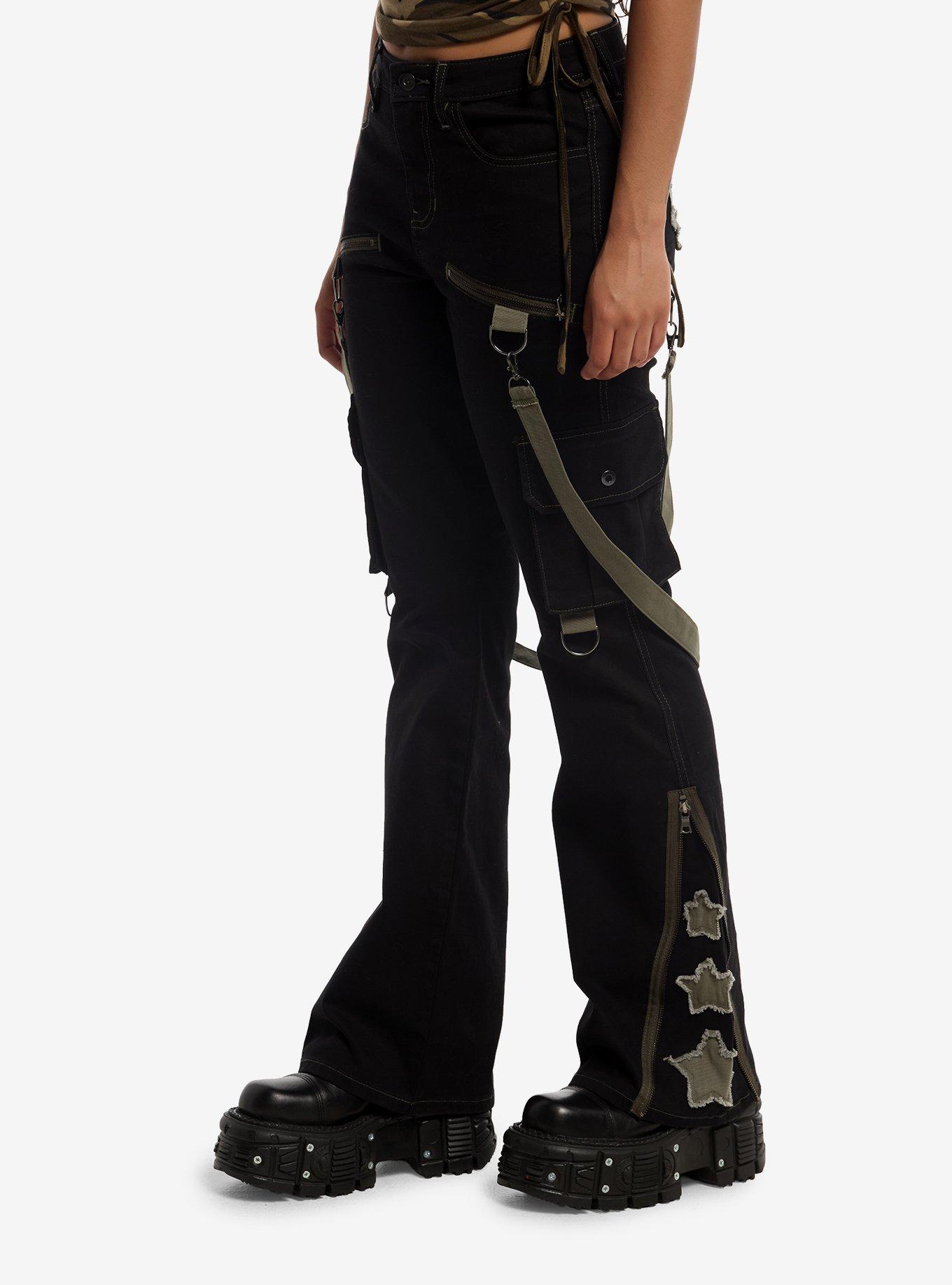 Social Collision Star Patch Zipper Suspender Jeans, , hi-res