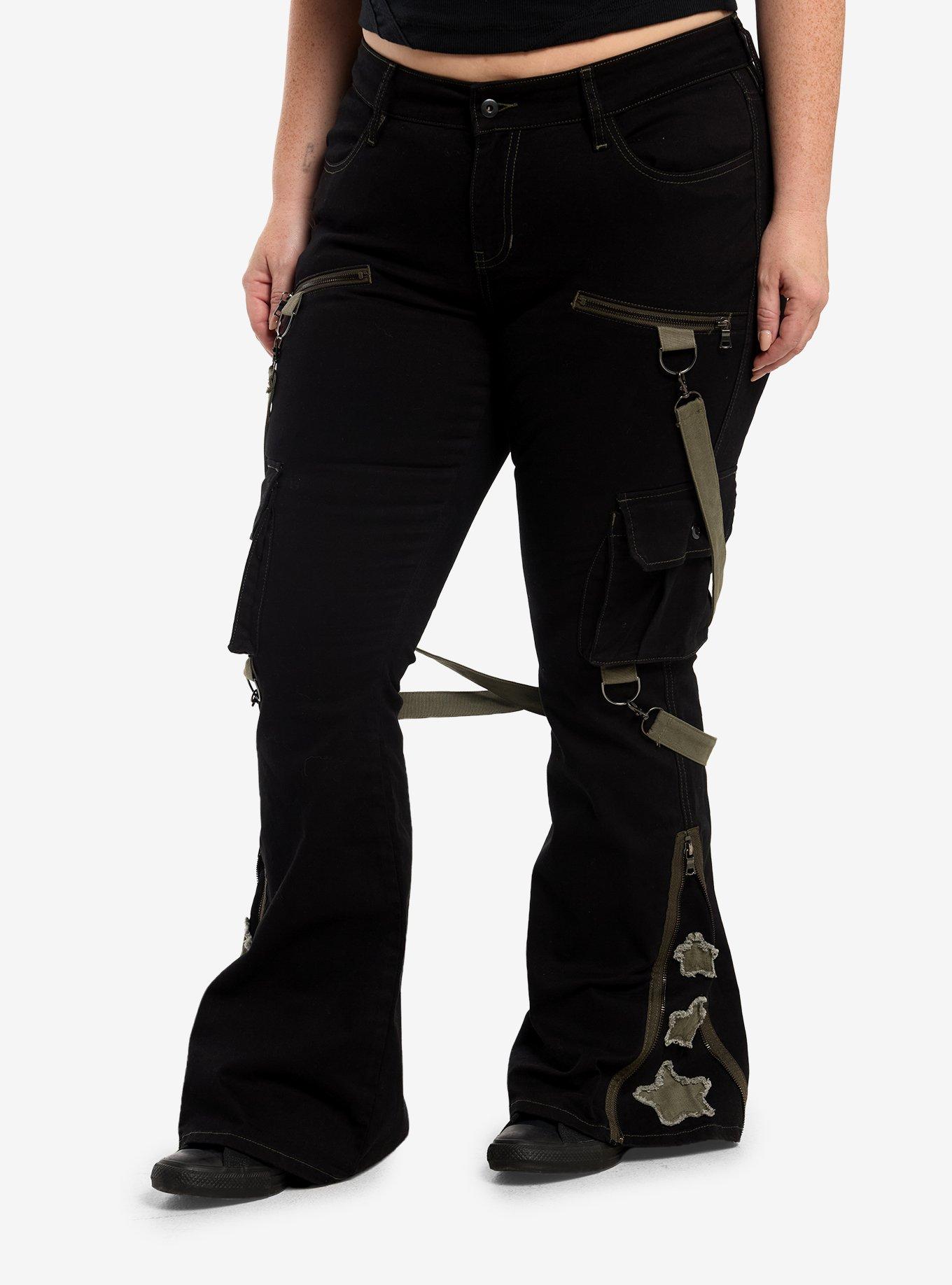 Social Collision Star Patch Zipper Suspender Jeans Plus Size, , hi-res