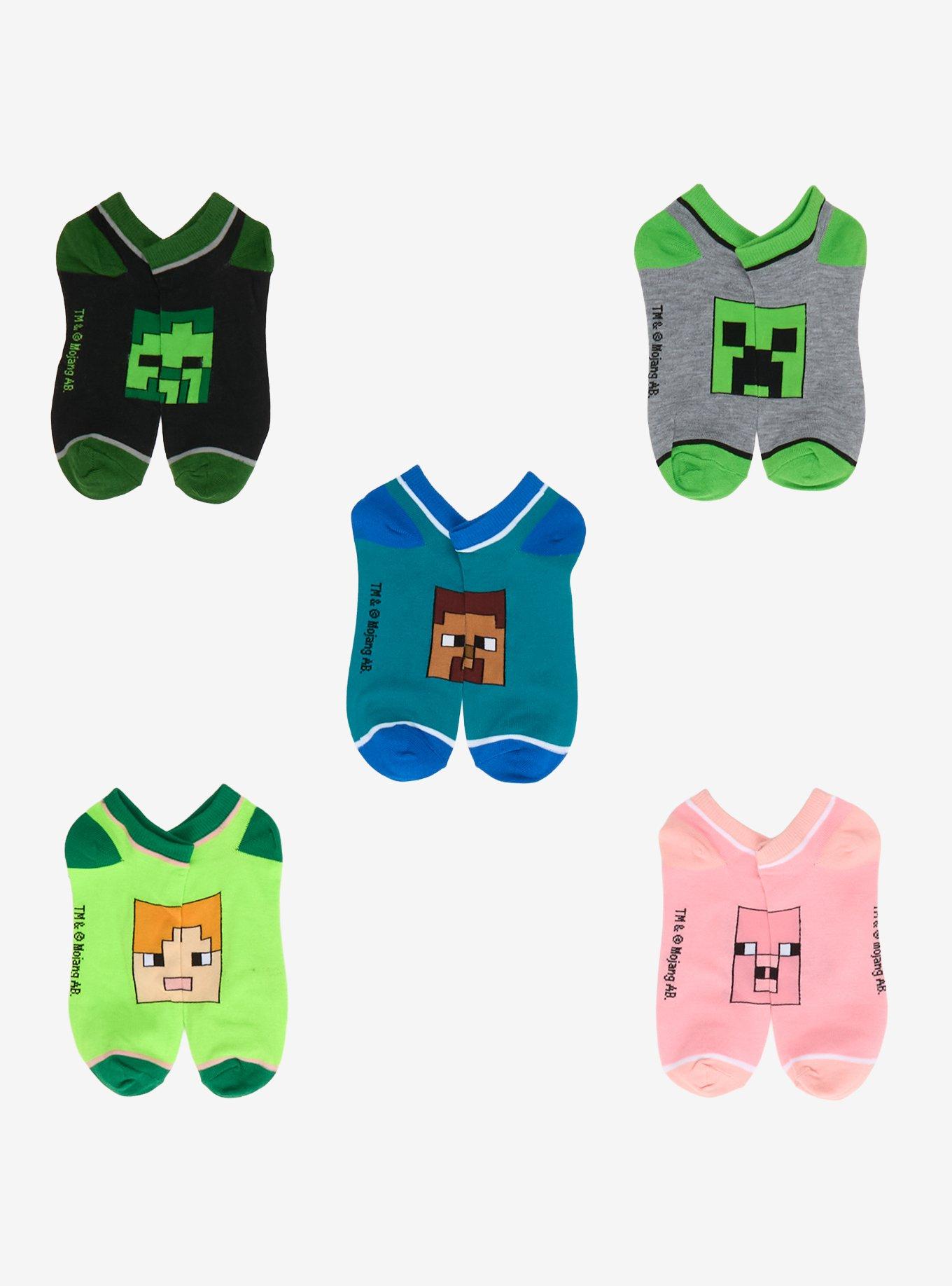 Minecraft Character No-Show Socks 5 Pair, , hi-res