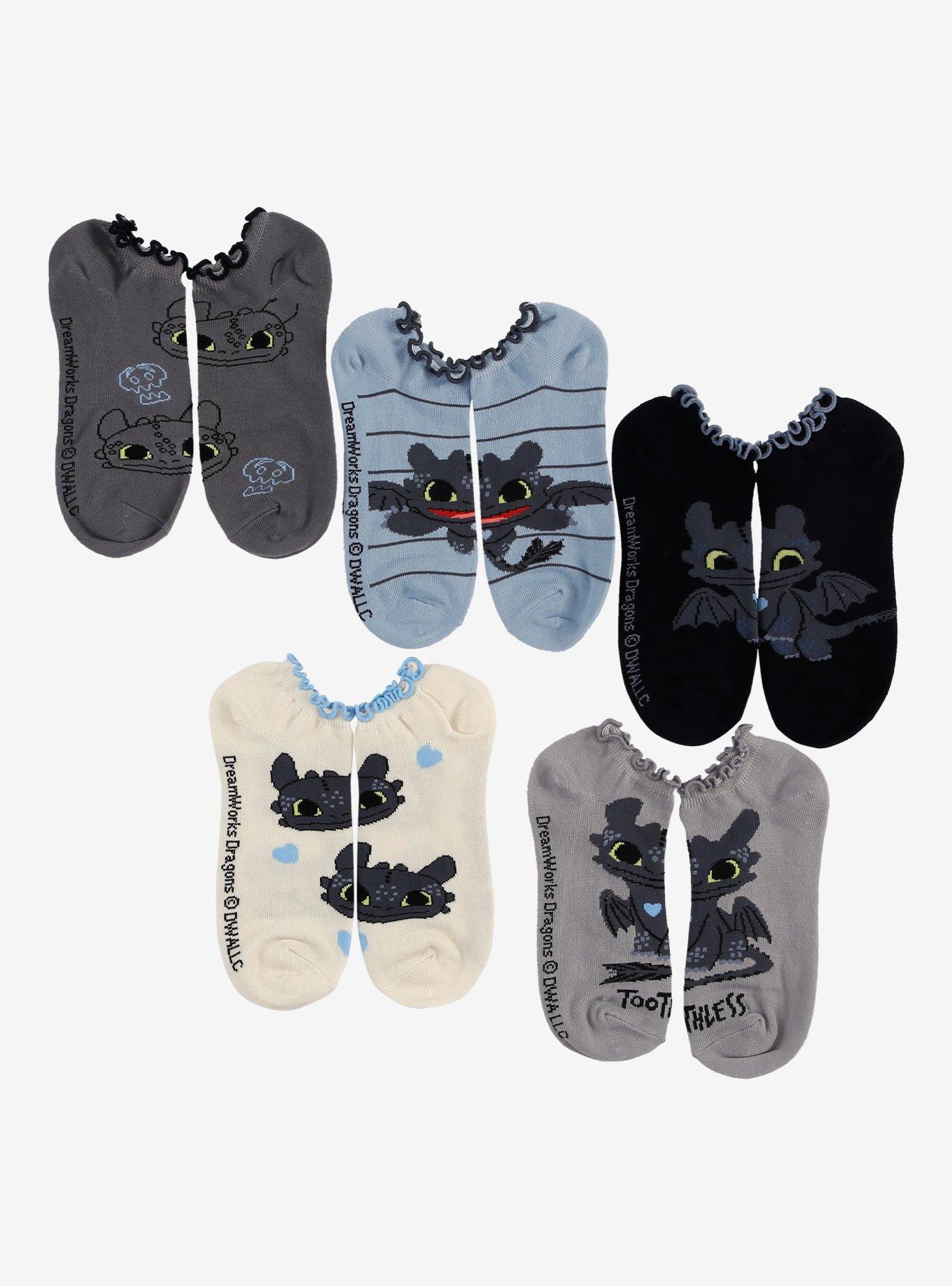 How To Train Your Dragon Toothless No-Show Socks 5 Pair, , hi-res