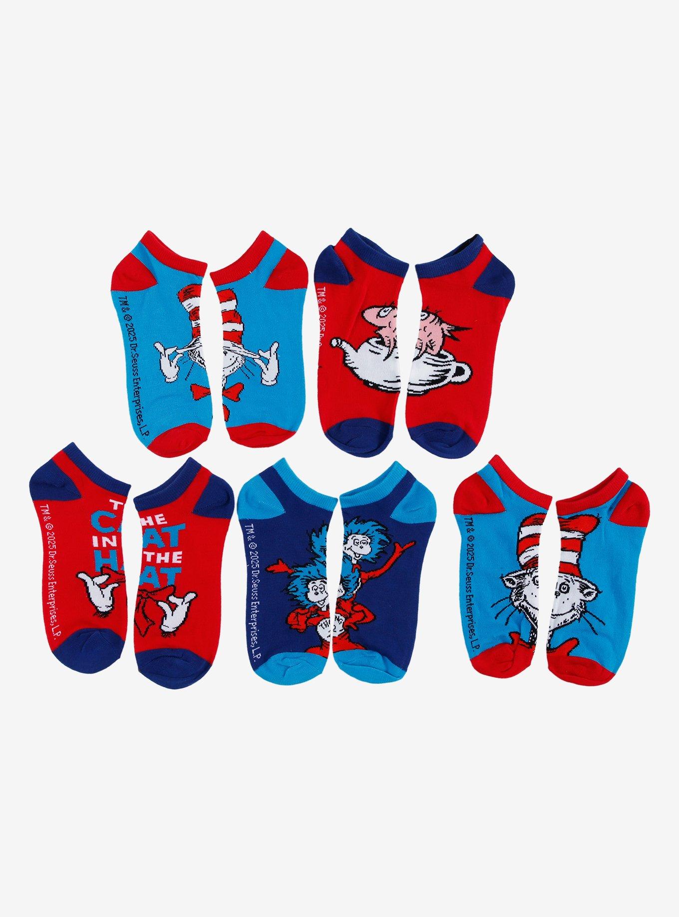 Dr. Seuss Cat In The Hat No-Show Socks 5 Pair, , hi-res