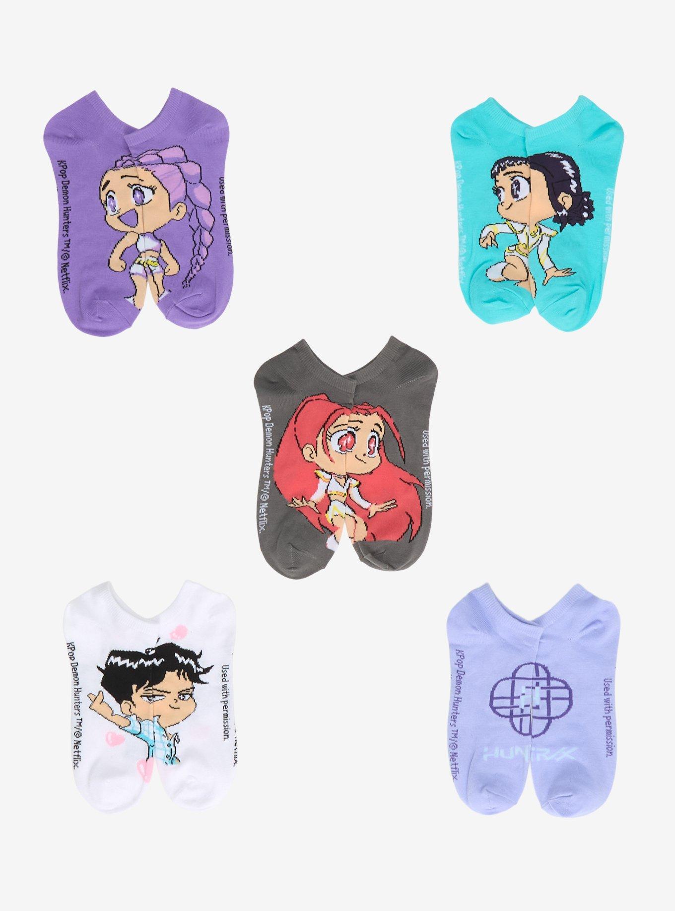KPop Demon Hunters Chibi Character No-Show Socks 5 Pair, , hi-res