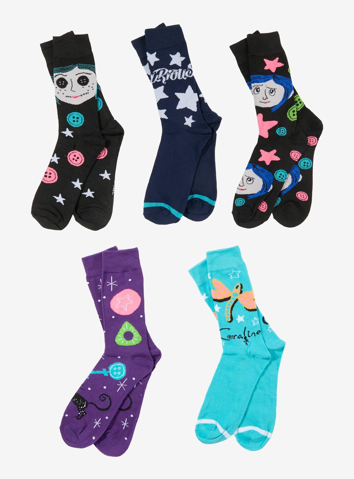 Coraline Star Icons Crew Socks 5 Pair, , hi-res