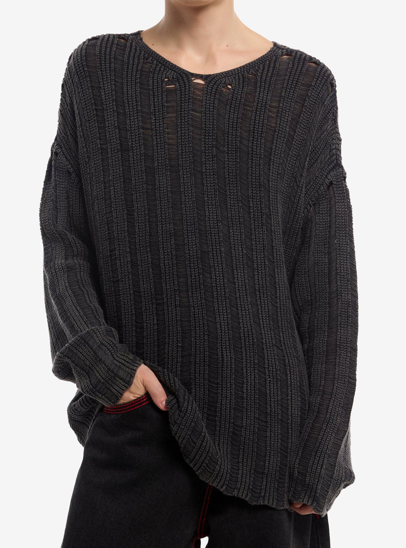 Dark Grey Needle Stitch Sweater, , hi-res