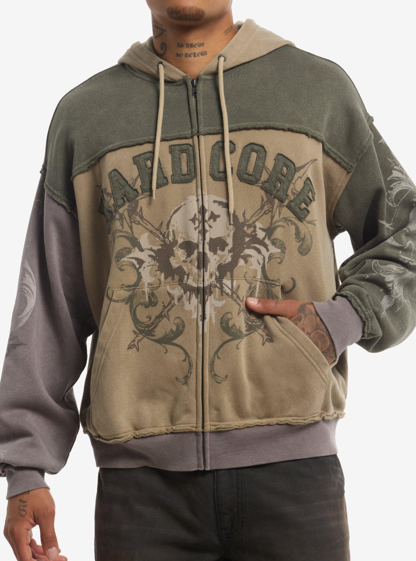 Skull Filigree Hardcore Color-Block Hoodie