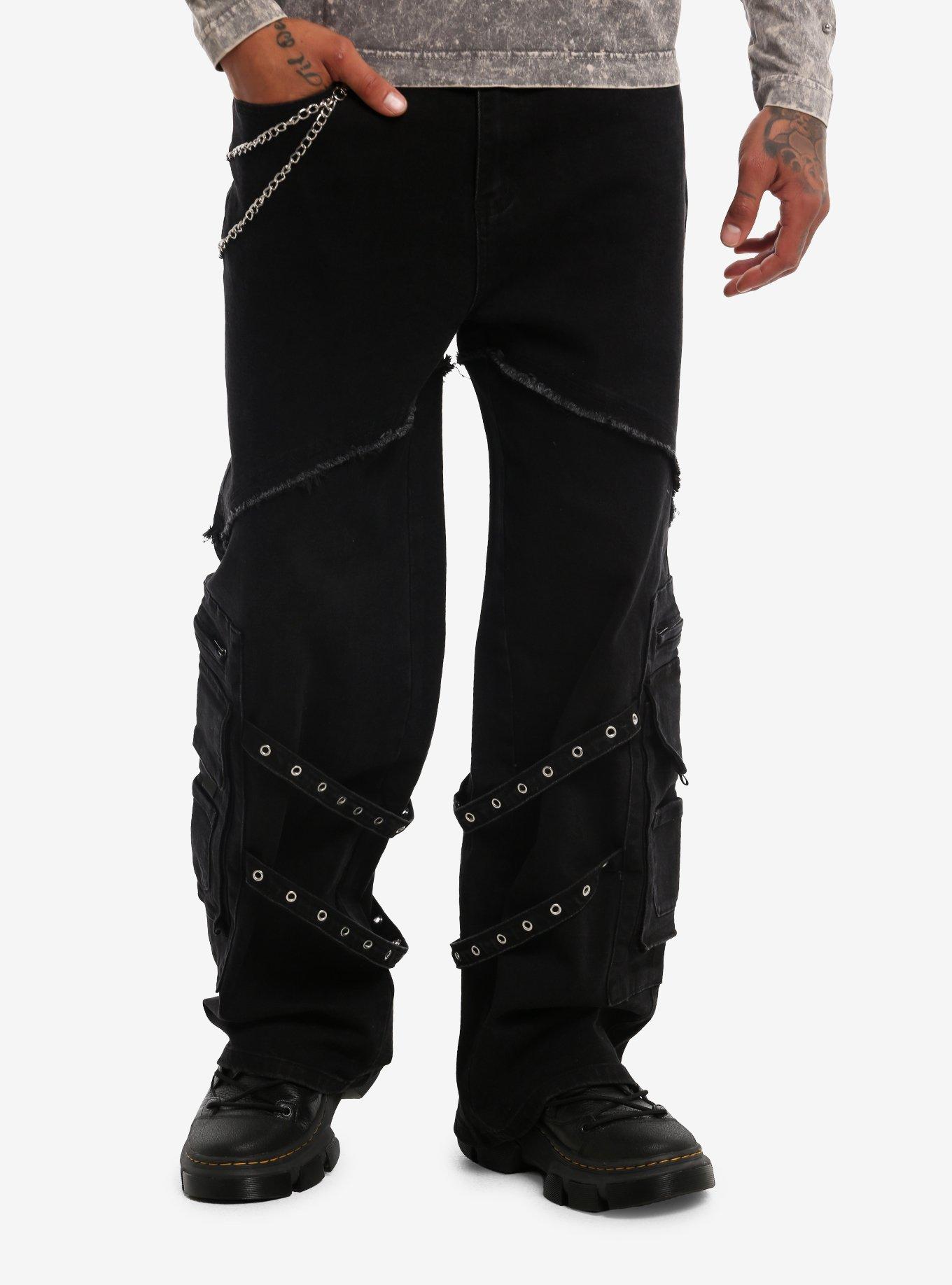 MARKET Grommet Strap Stitch Barrel Pants With Side Chain