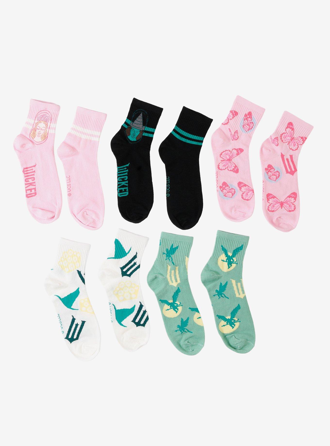 Wicked Elphaba & Glinda Crew Socks 5 Pair, , hi-res