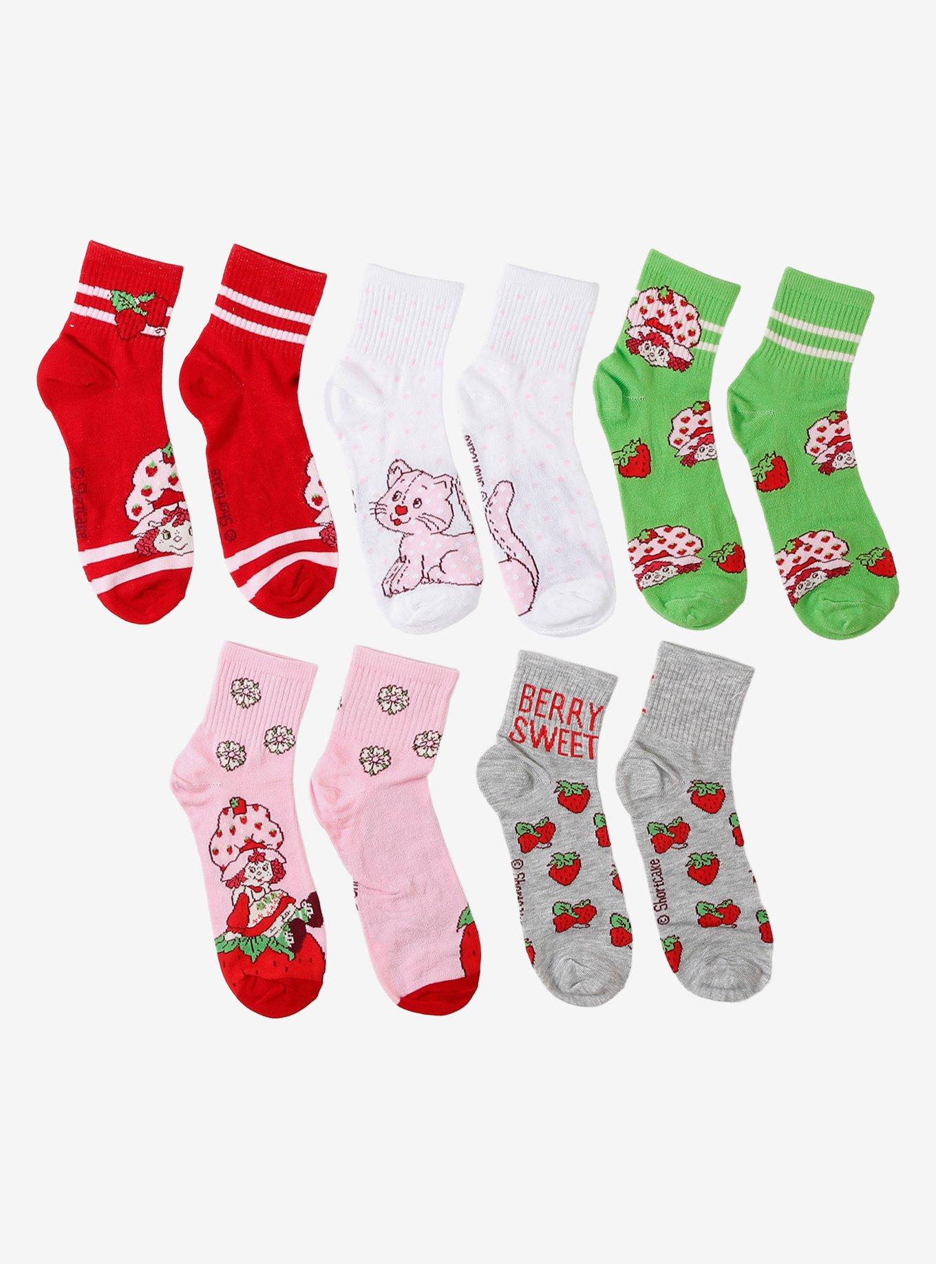 Strawberry Shortcake Character Crew Socks 5 Pair, , hi-res