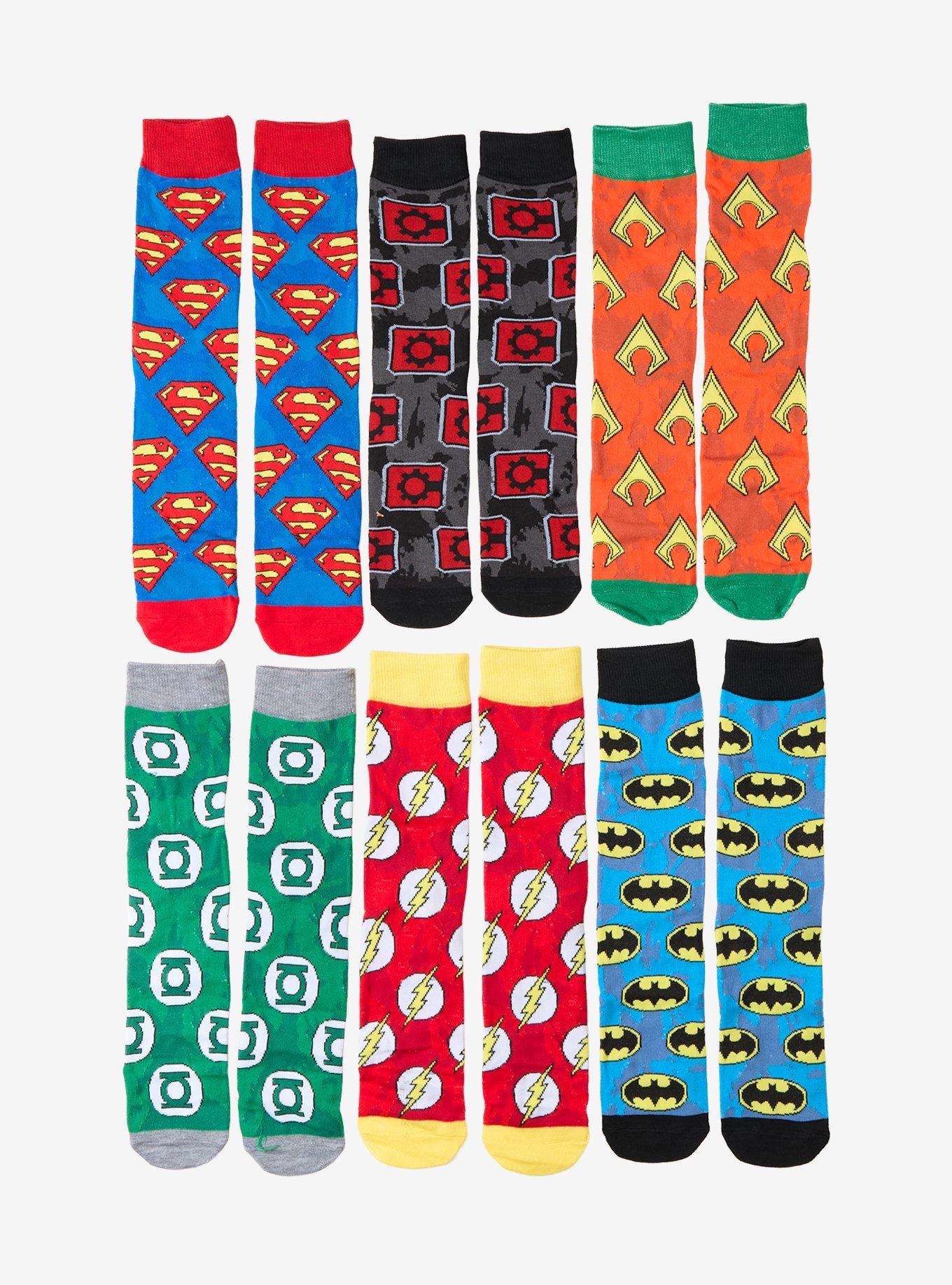 DC Comics Hero Icons Crew Socks 6 Pair, , hi-res