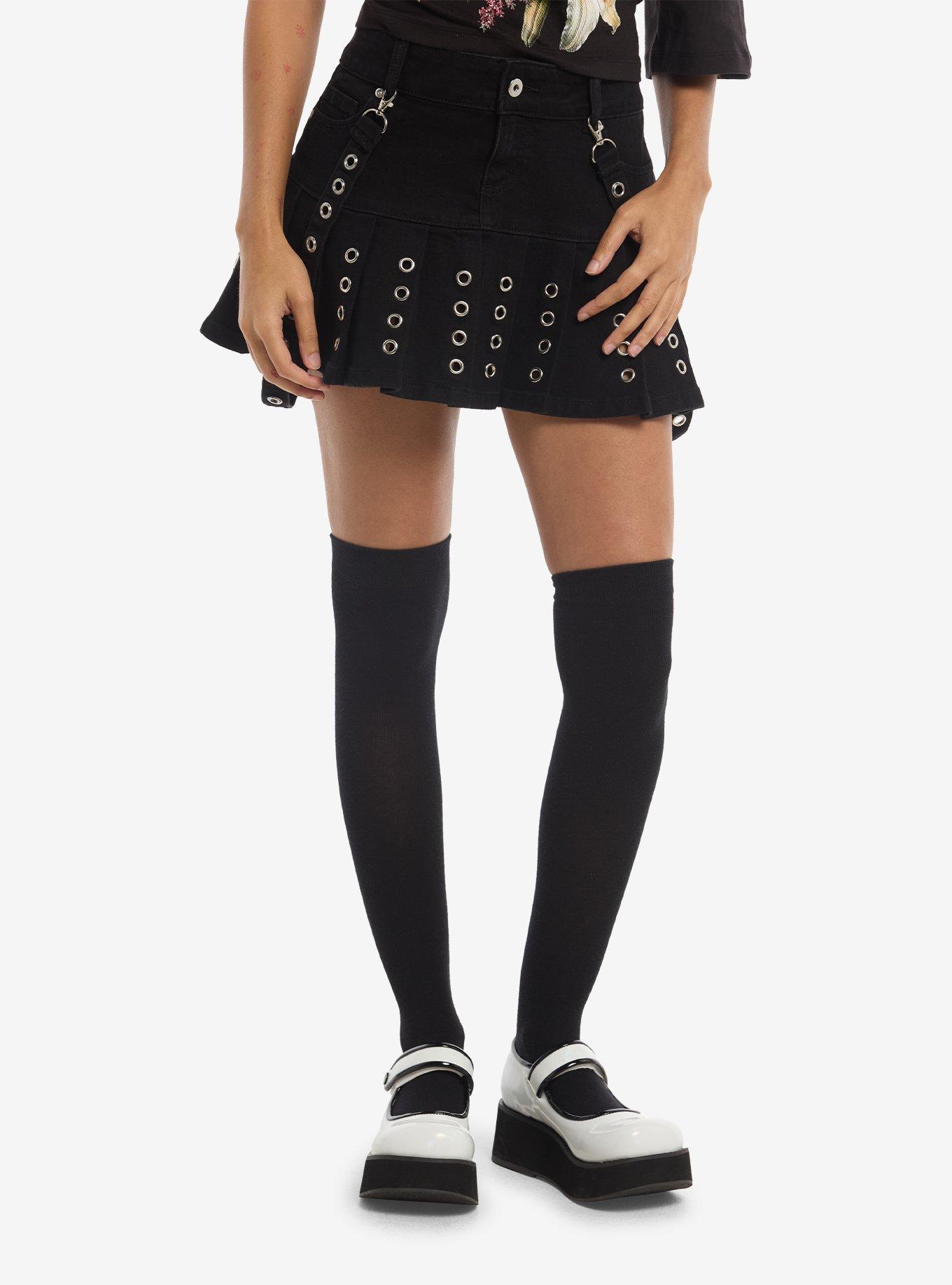 SOCIALCOLLISION Social Collision Grommet Suspenders Pleated Mini Skirt