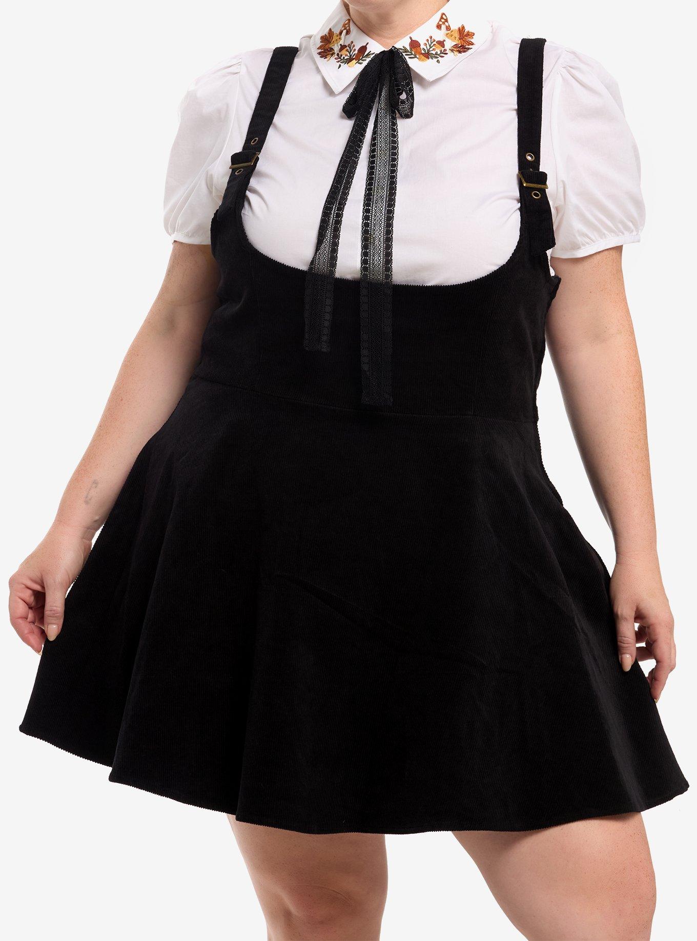 Thorn & Fable Fall Leaf Corduroy Twofer Skirtall Plus Size, , hi-res