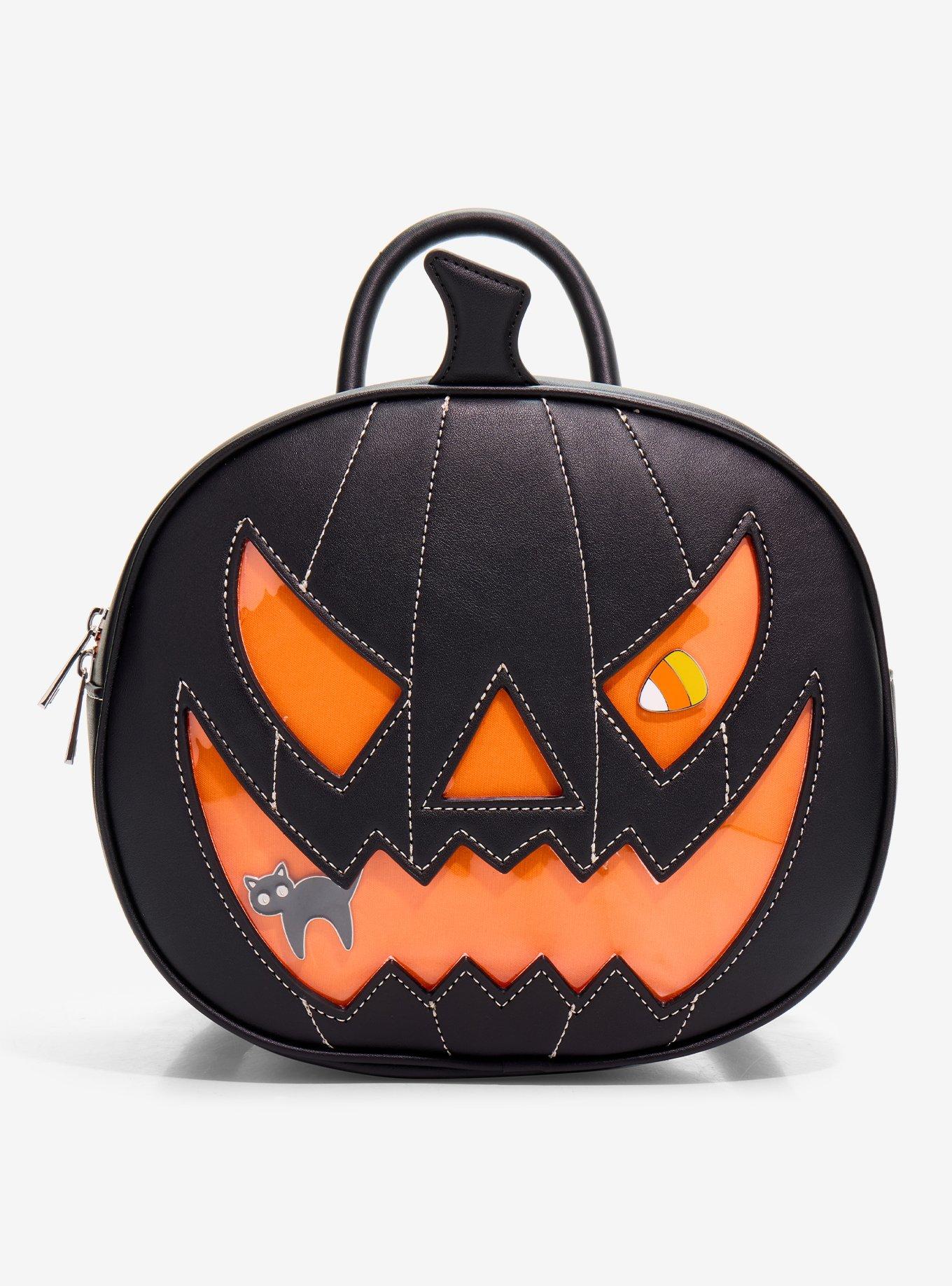 Black Pumpkin Figural Pin Collector Backpack, , hi-res