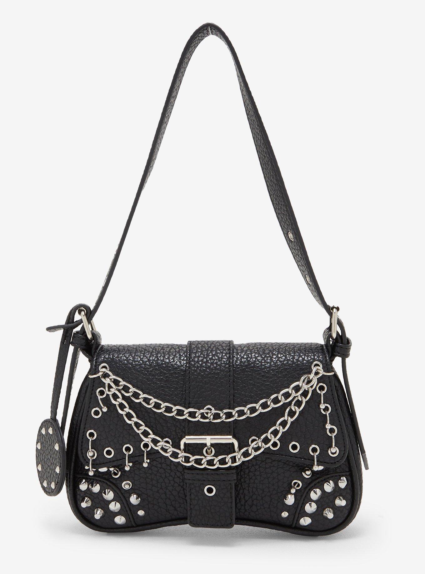 Chain Stud Hardware Saddle Shoulder Bag | Hot Topic