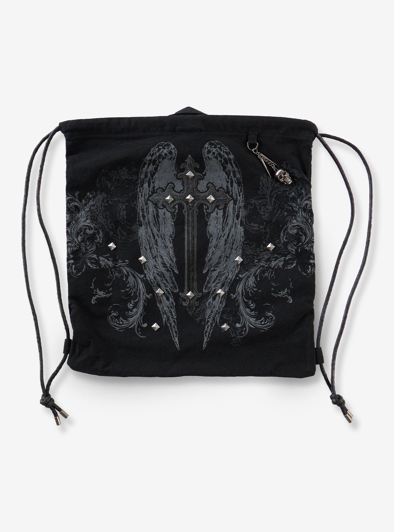 Winged Cross Stud Drawstring Backpack, , hi-res