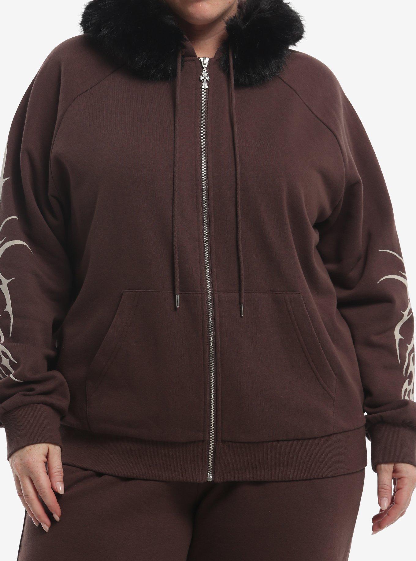 Social Collision Cyber Sigil Fur Trim Girls Hoodie Plus Size, , hi-res