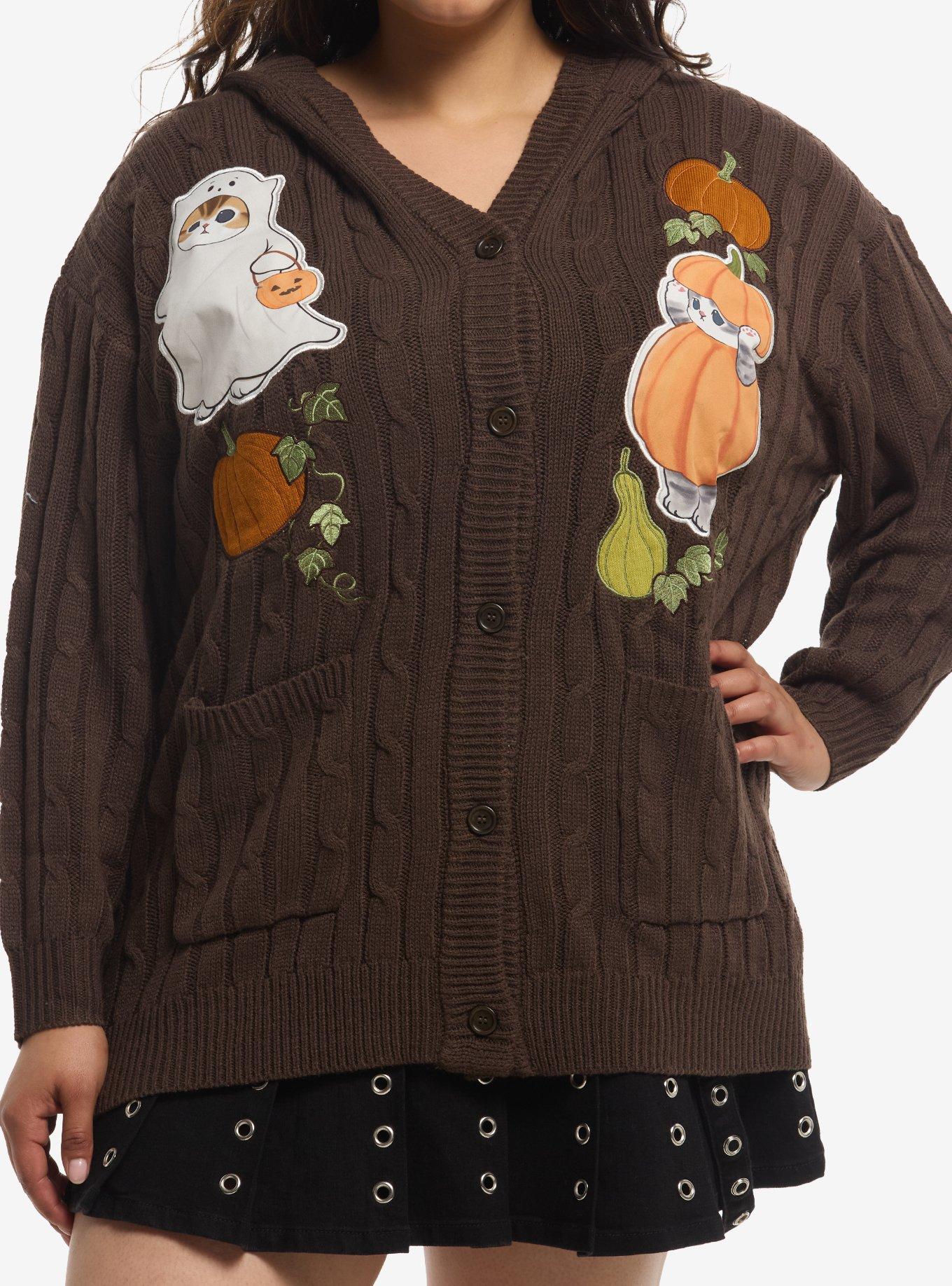 Mofusand Halloween Cable Knit Girls Cardigan Plus Size, , hi-res