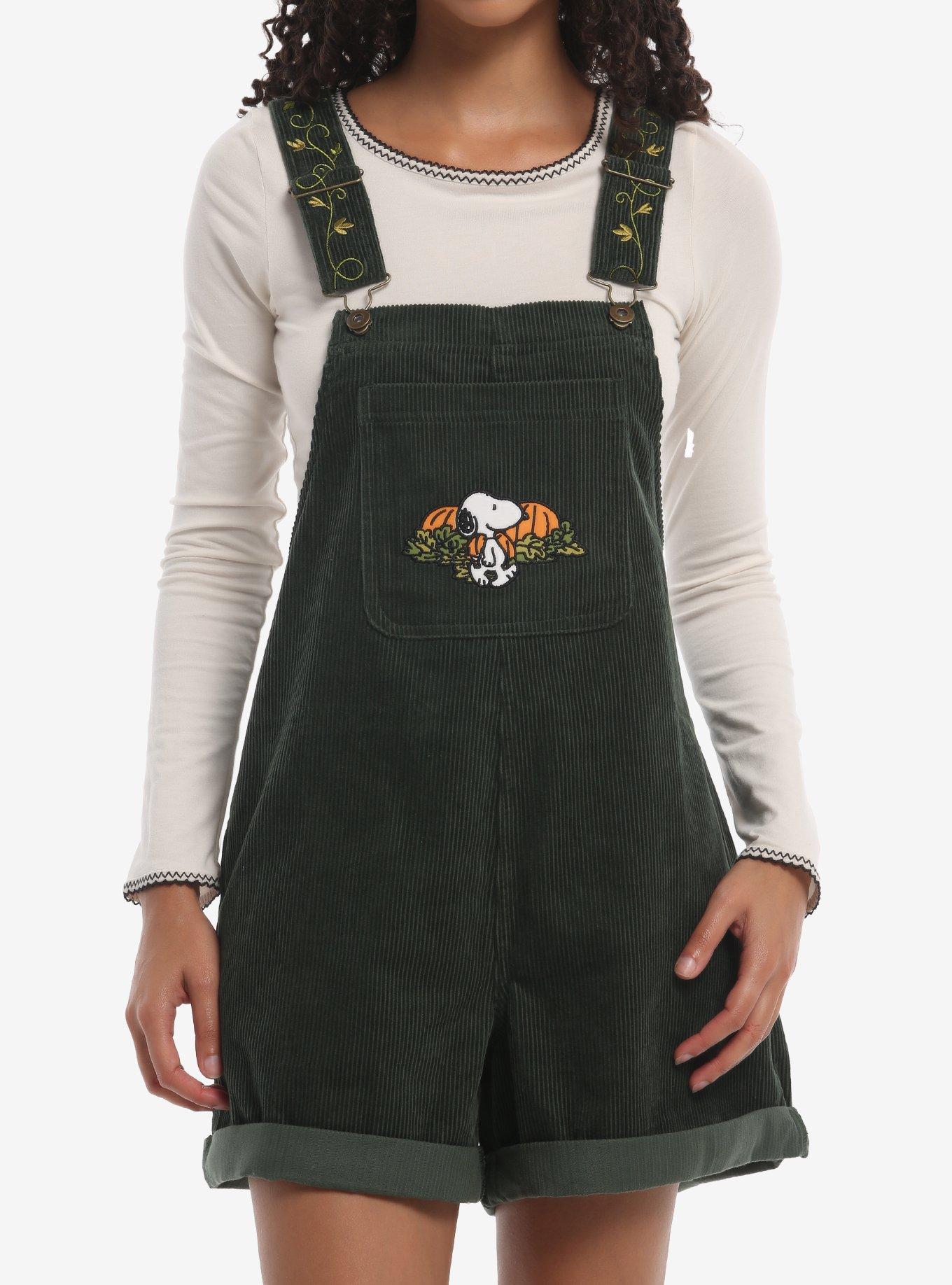 Peanuts Snoopy Fall Embroidered Corduroy Shortalls, , hi-res