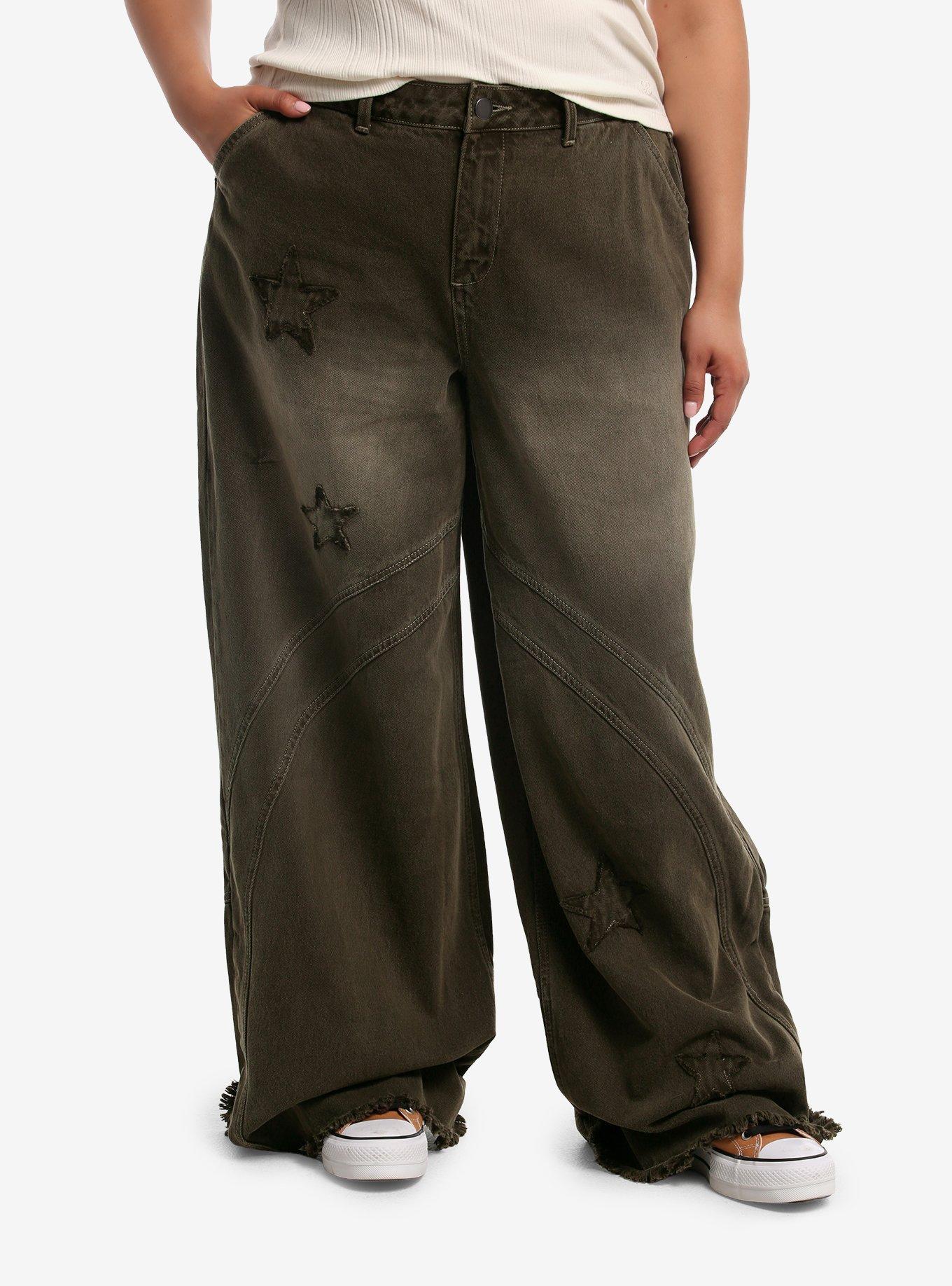HOTTOPIC Distressed Stars Green Wash Jeans Plus Size