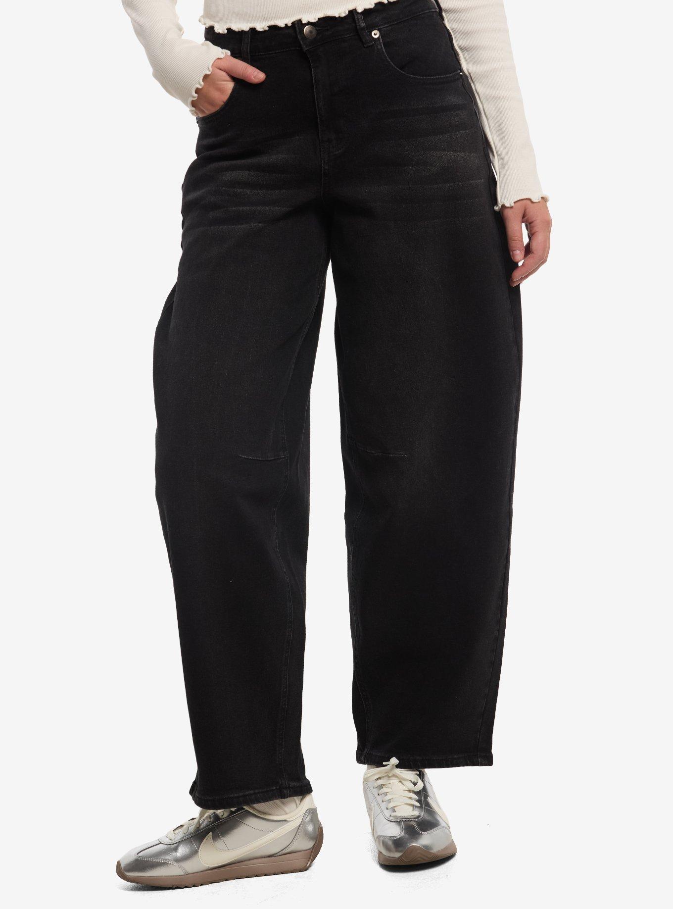 Social Collision Black Winged Skull Wide Leg Jeans, , hi-res