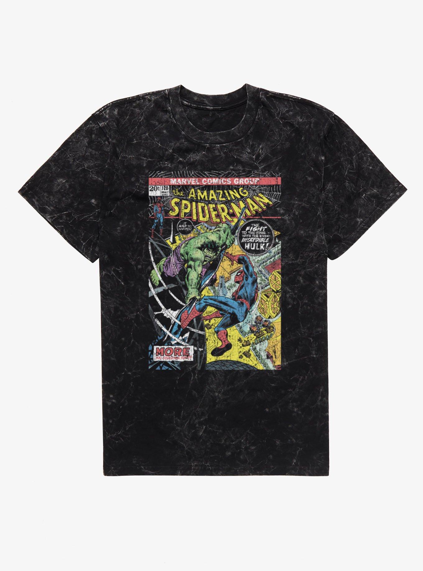 Marvel Comics Cover Hulk Punch Spider-Man T-Shirt, , hi-res