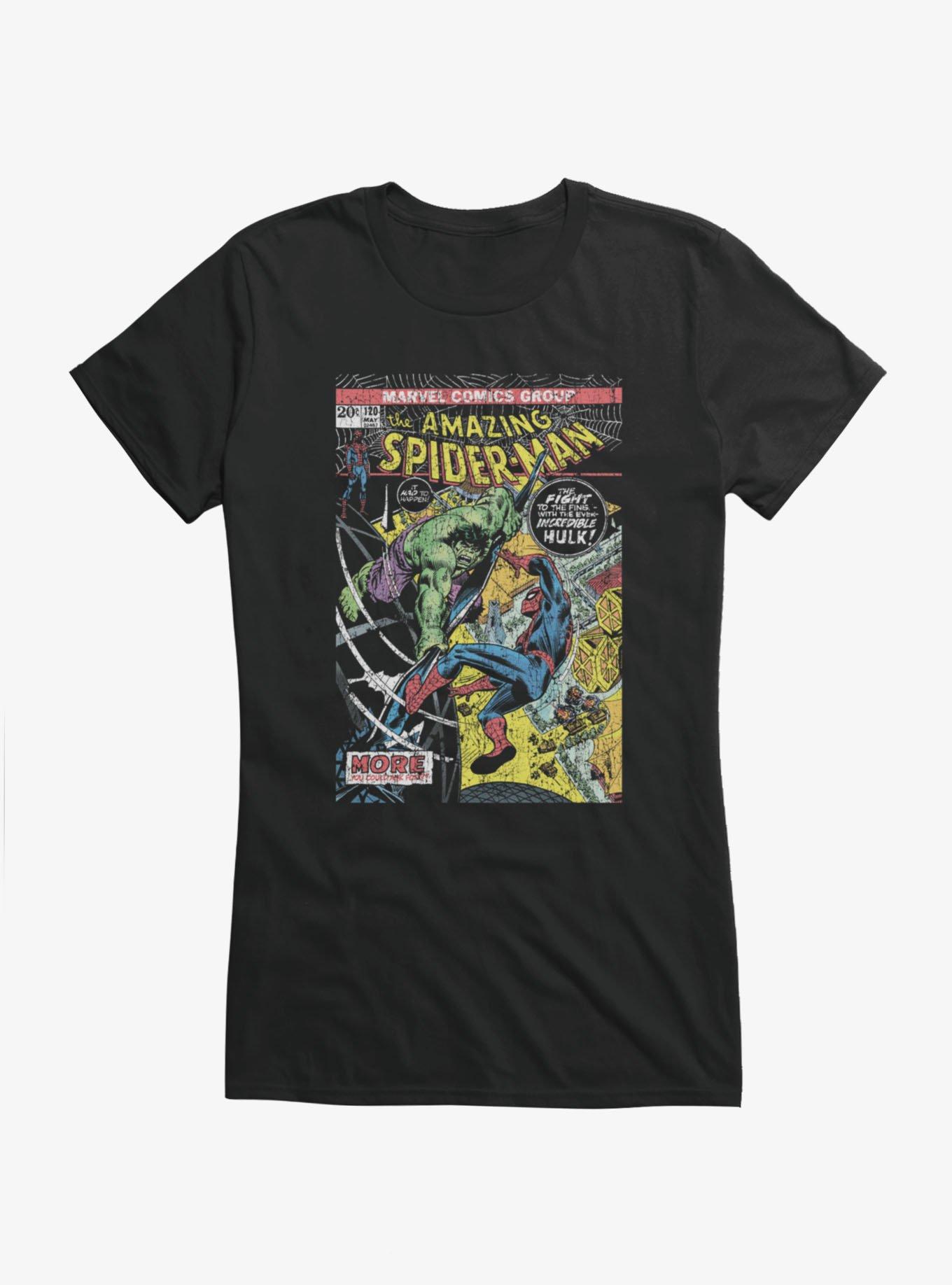 Marvel Comics Cover Hulk Punch Spider-Man T-Shirt, , hi-res