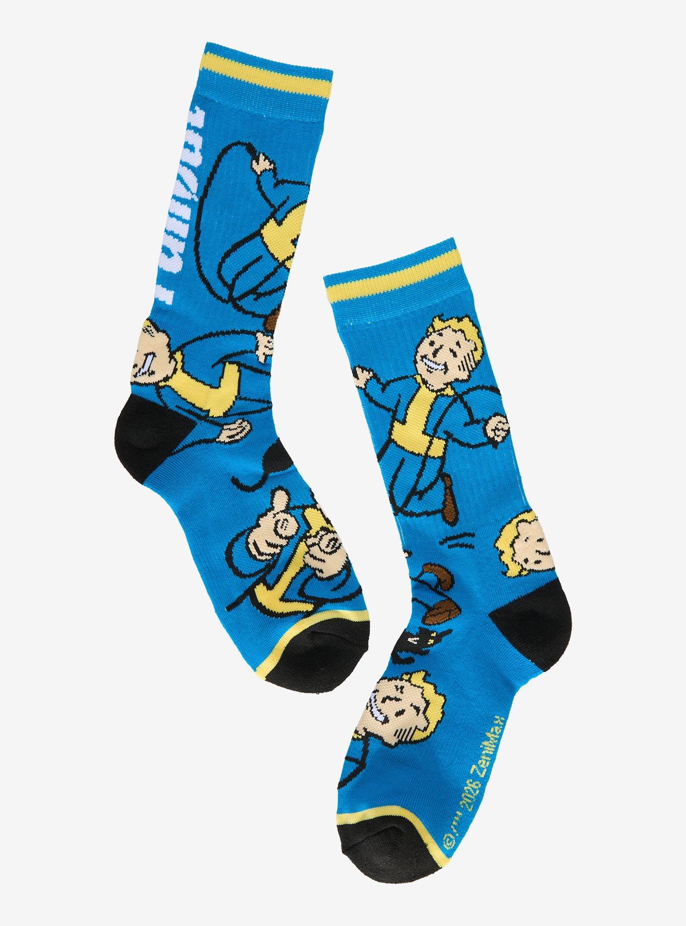 Fallout Vault Boy Allover Print Crew Socks - BoxLunch Exclusive, , hi-res