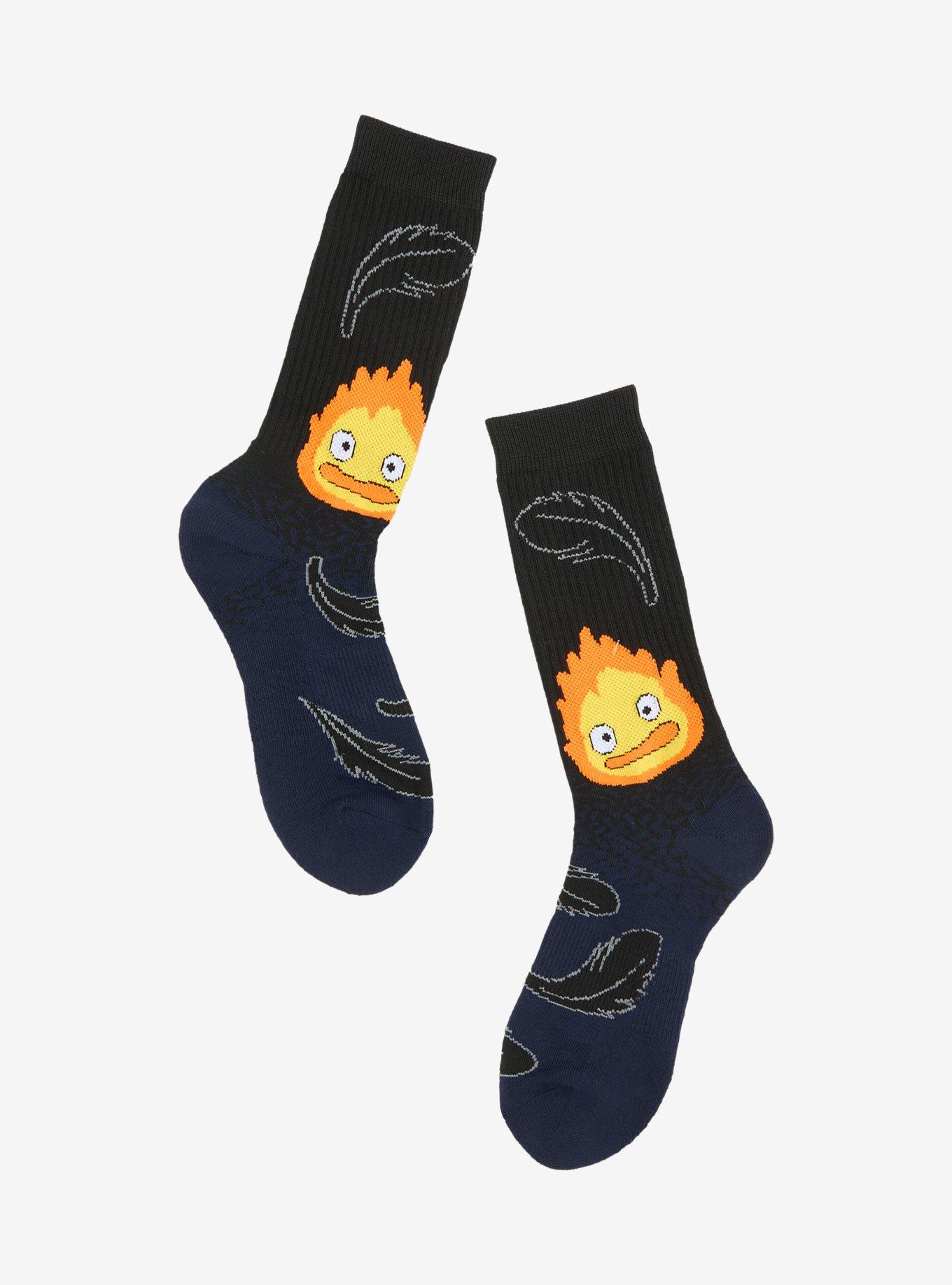 Studio Ghibli&reg; Howl's Moving Castle Calcifer & Feathers Allover Print Crew Socks - BoxLunch Exclusive, , hi-res