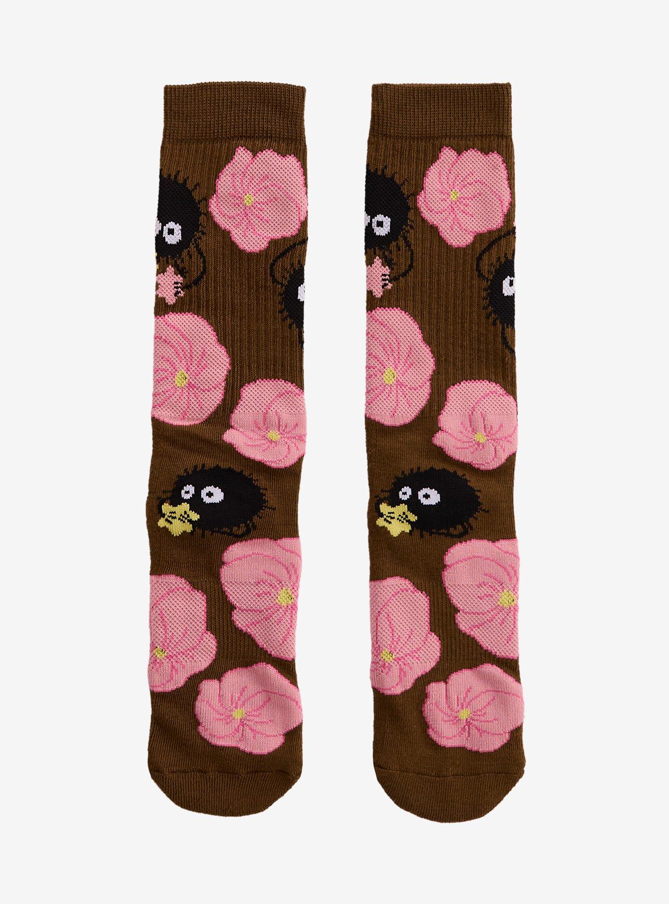 Studio Ghibli&reg; Spirited Away Soot Sprites Floral Allover Print Crew Socks - BoxLunch Exclusive, , hi-res